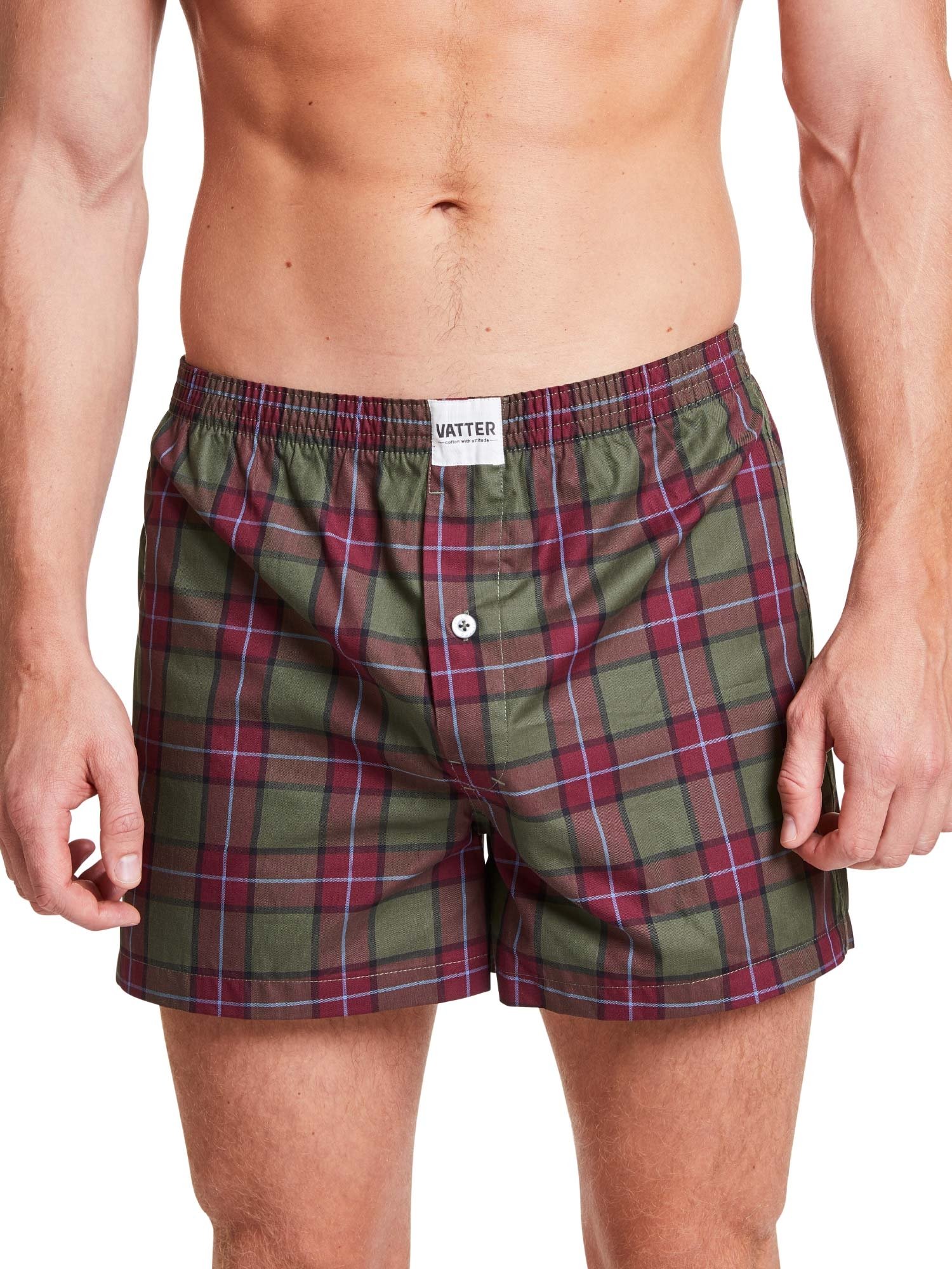 VATTER Boxer Shorts Larry Red / Green Checked