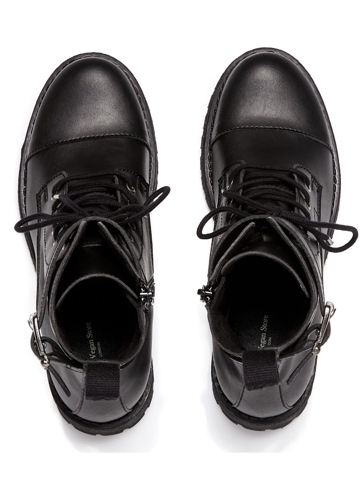 Will's Vegan Store womens vegan Buckled Work Boots Black