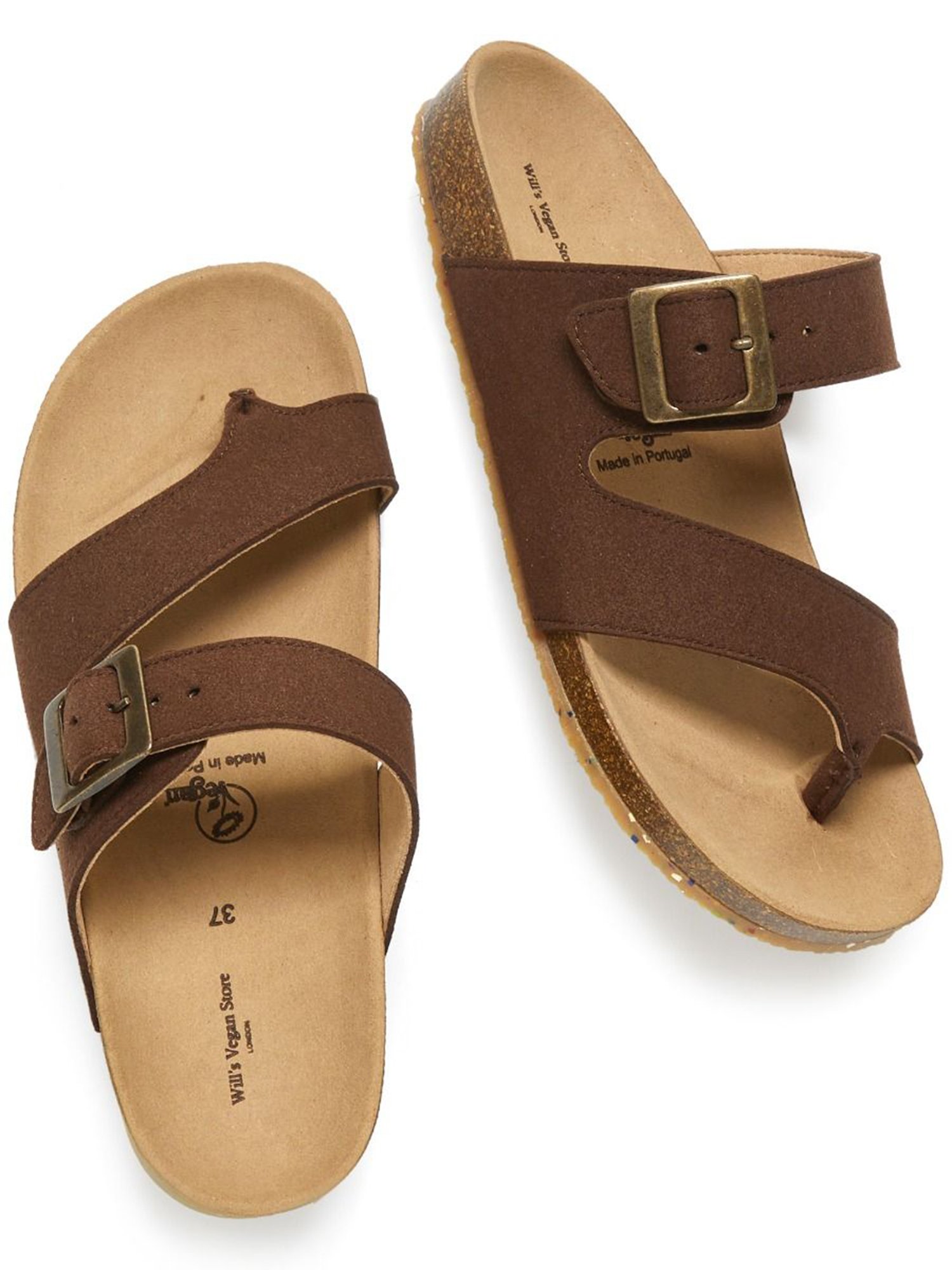 Will's Vegan Store womens vegan Slides Toe Brown