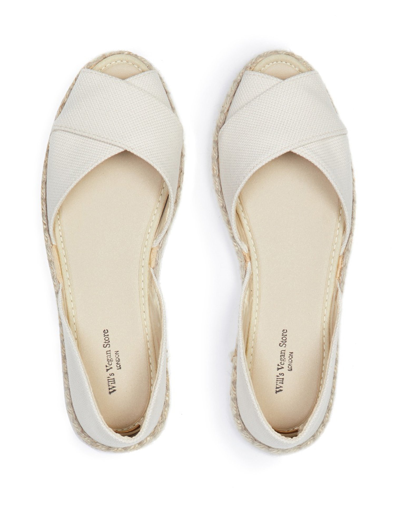 Will's Vegan Store womens vegan Espadrilles Cross Over Straps Off White