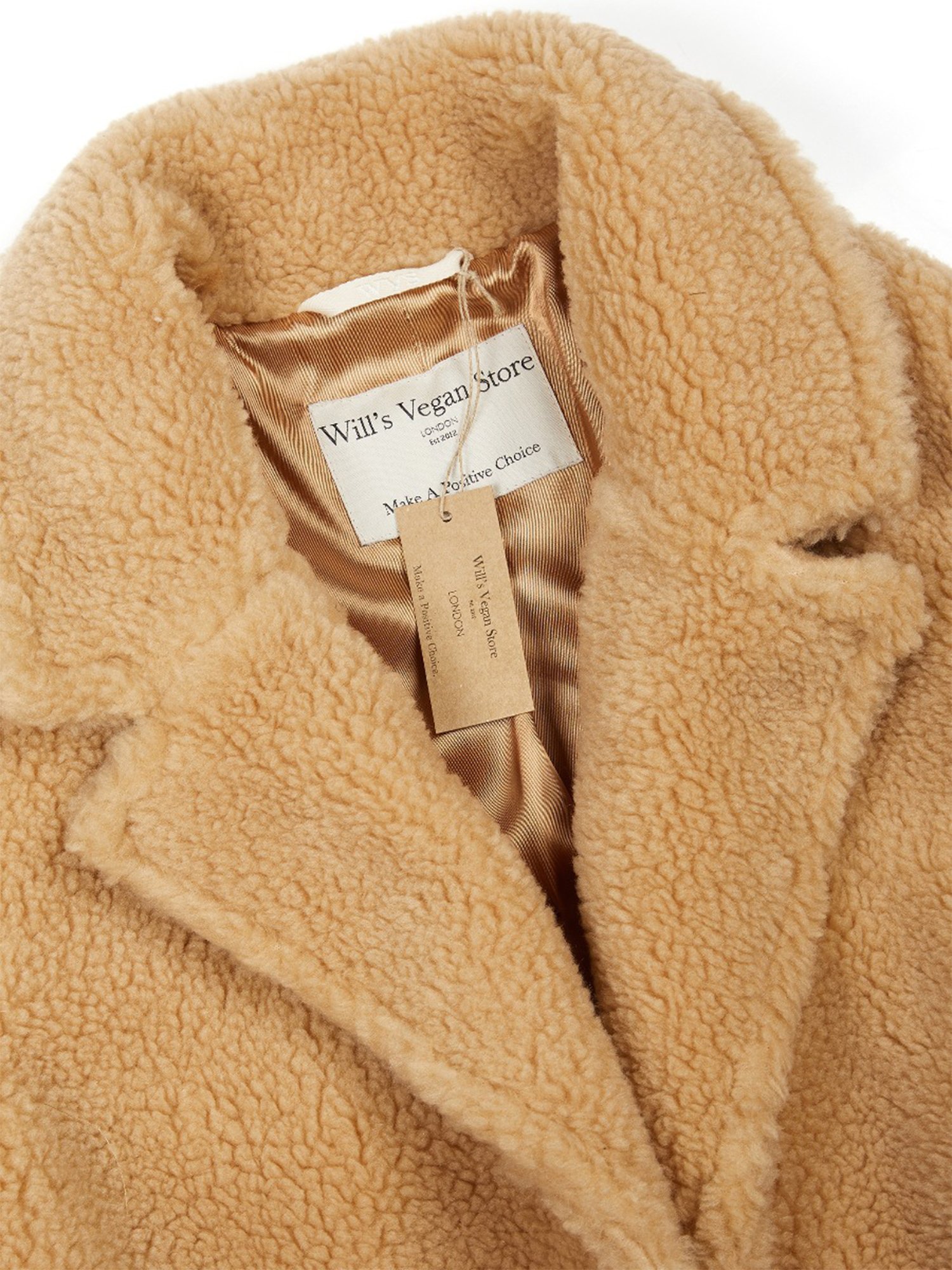 Will's Vegan Store womens vegan Recycled Teddy Coat Beige