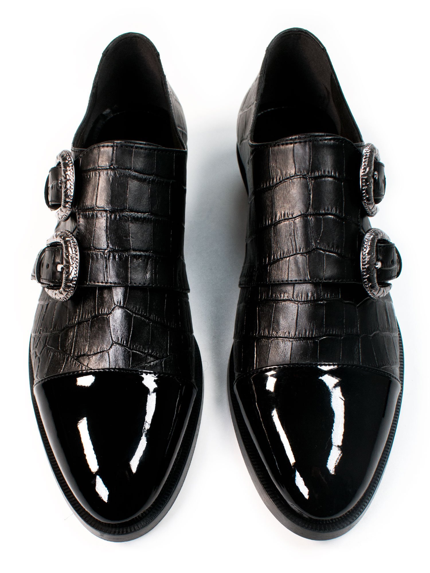 Will's Vegan Store womens vegan Monk Straps Mock Croc Black
