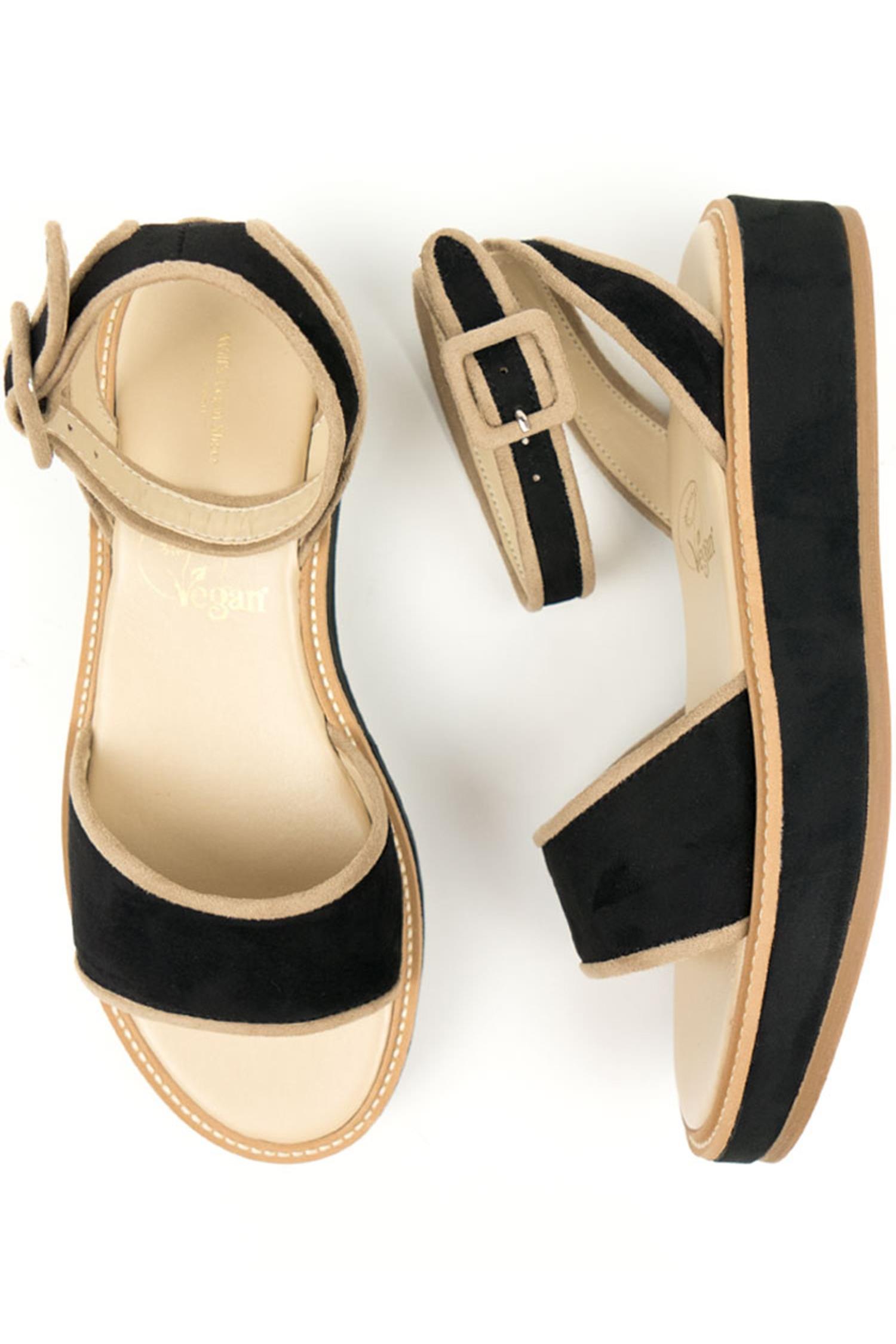Image of Will's Vegan Store dames vegan Sandalen Beige & Zwart