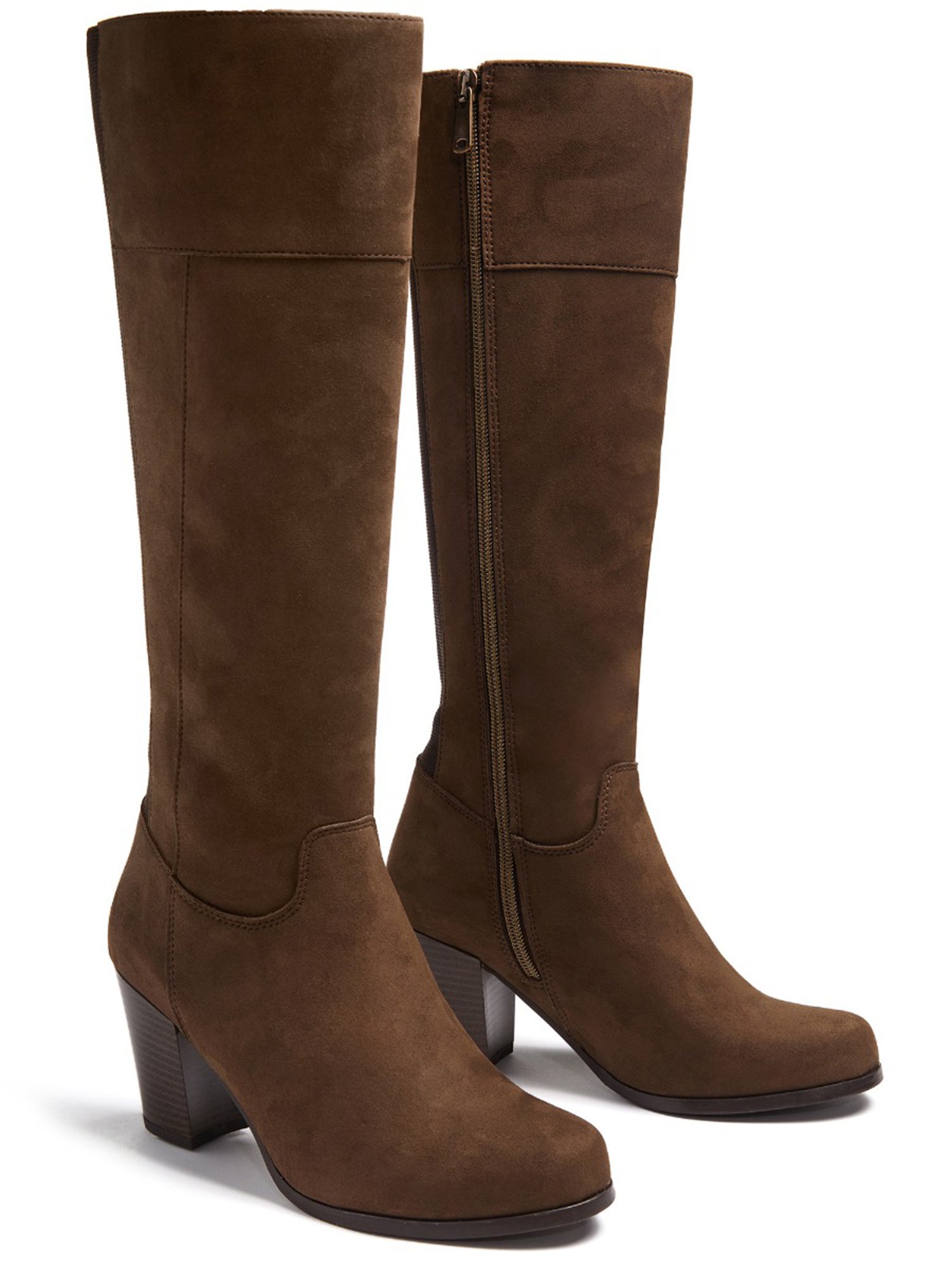 Will's Vegan Store womens vegan Heeled Knee High Boots Dark Brown