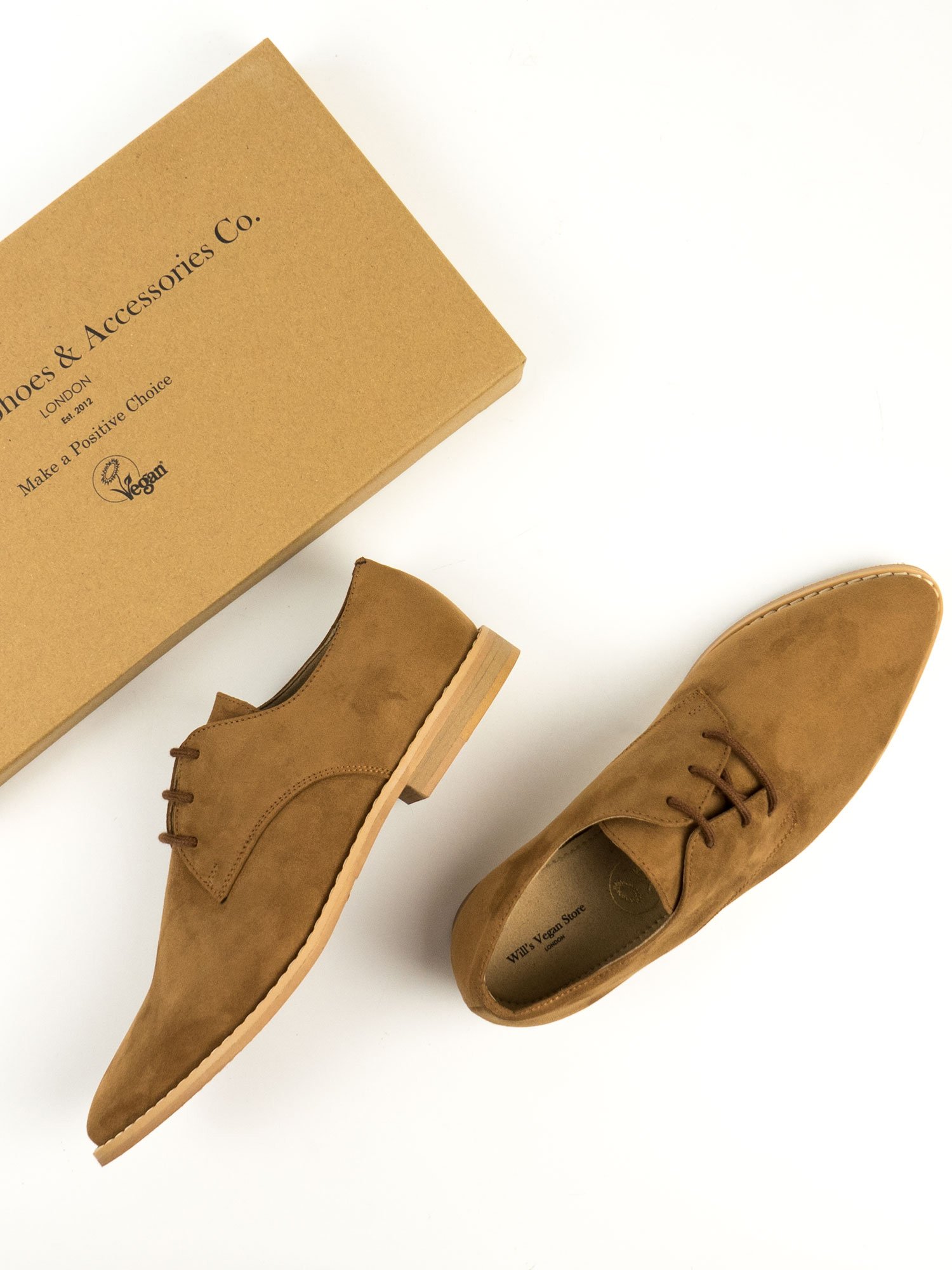 Will's Vegan Store womens vegan Derbys Point Toe Brown Vegan Suede