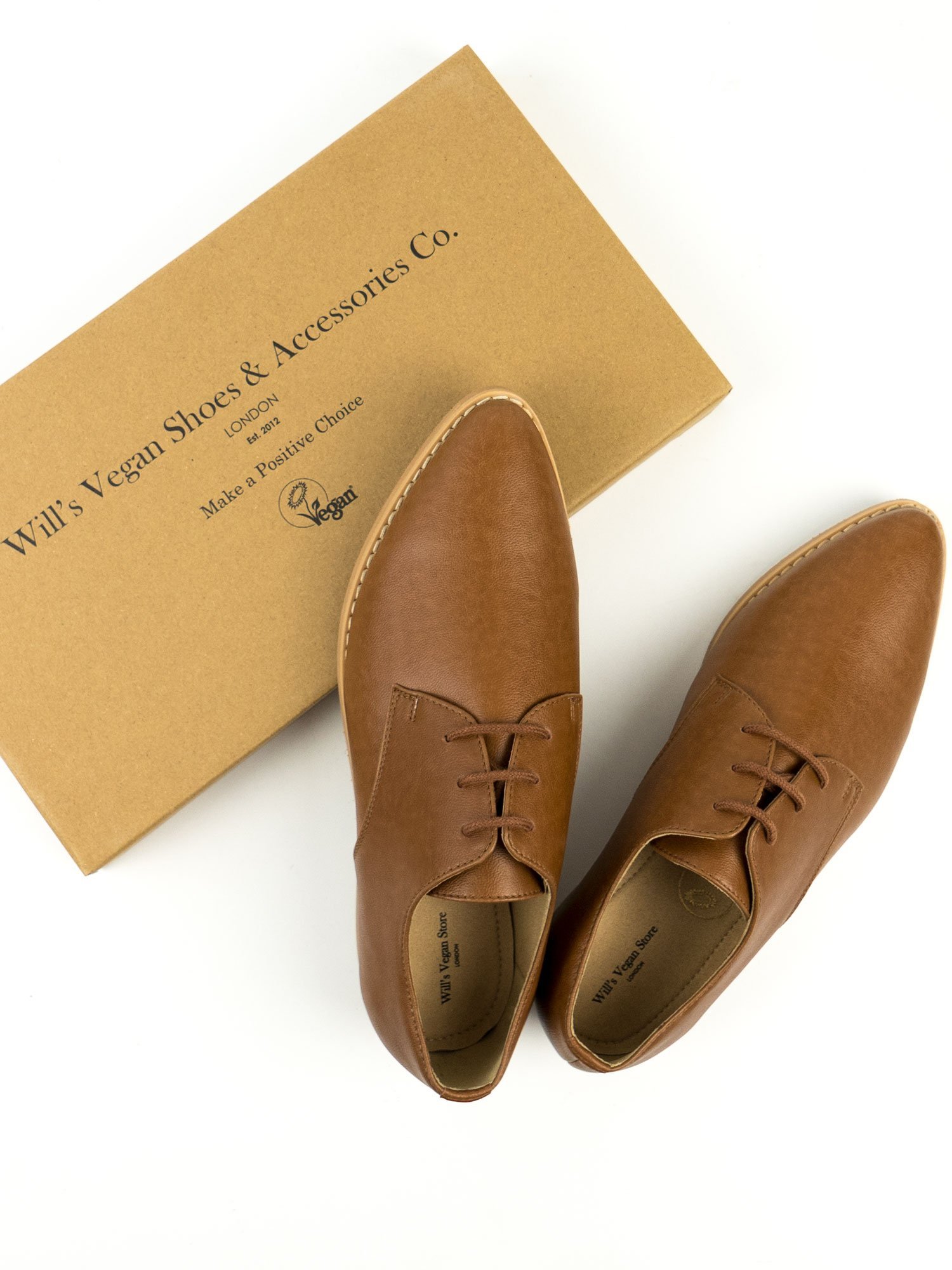 Will's Vegan Store womens vegan Derbys Point Toe Brown