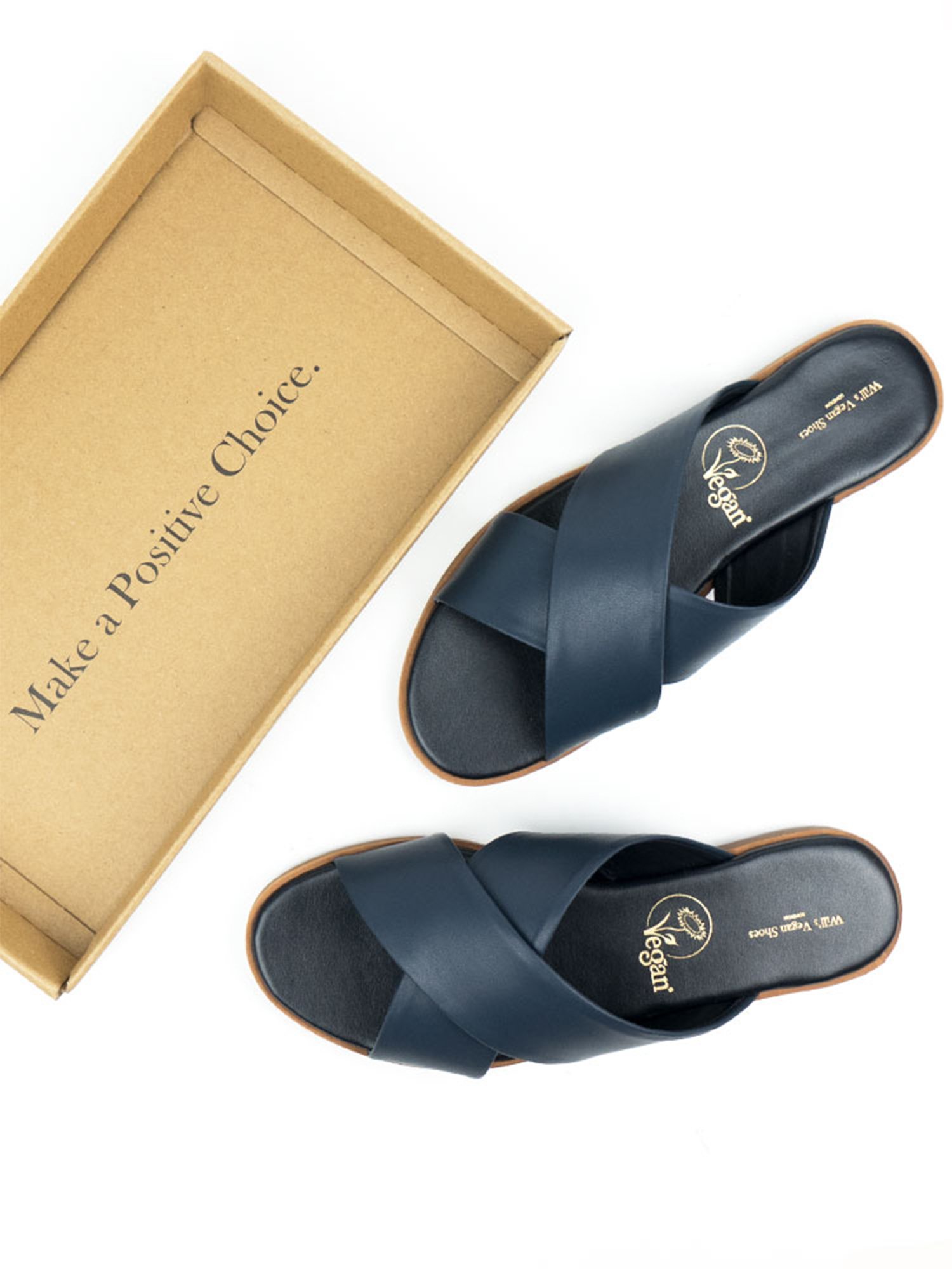 Will's Vegan Store womens vegan Slides Dark Blue