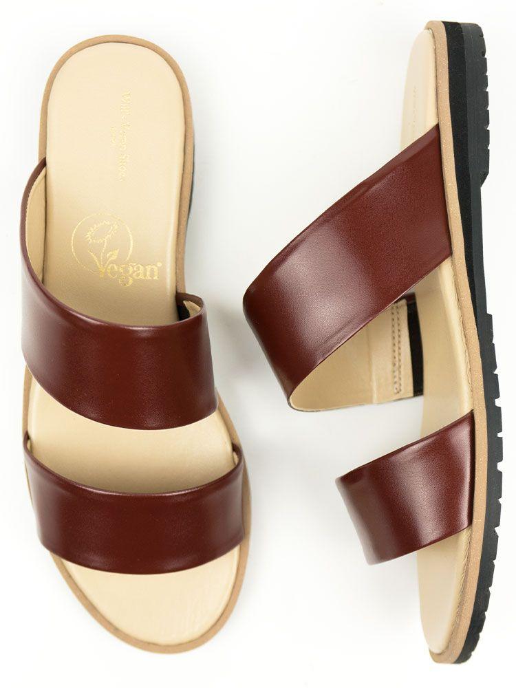 Will's Vegan Store womens vegan Sandals Two Strap Brown