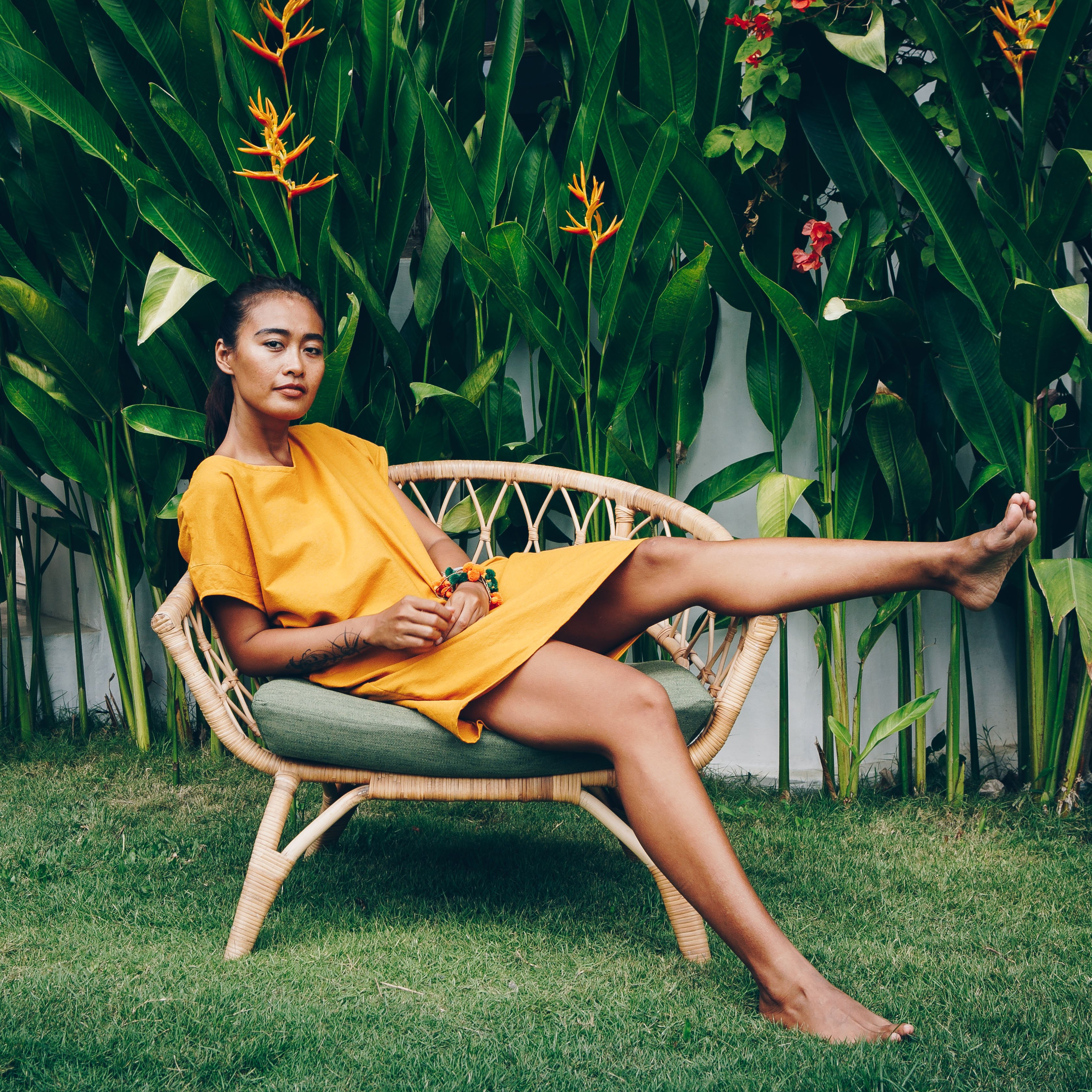 43113 - Damen vegan Kleid Oversize T-Shirt Kurkuma