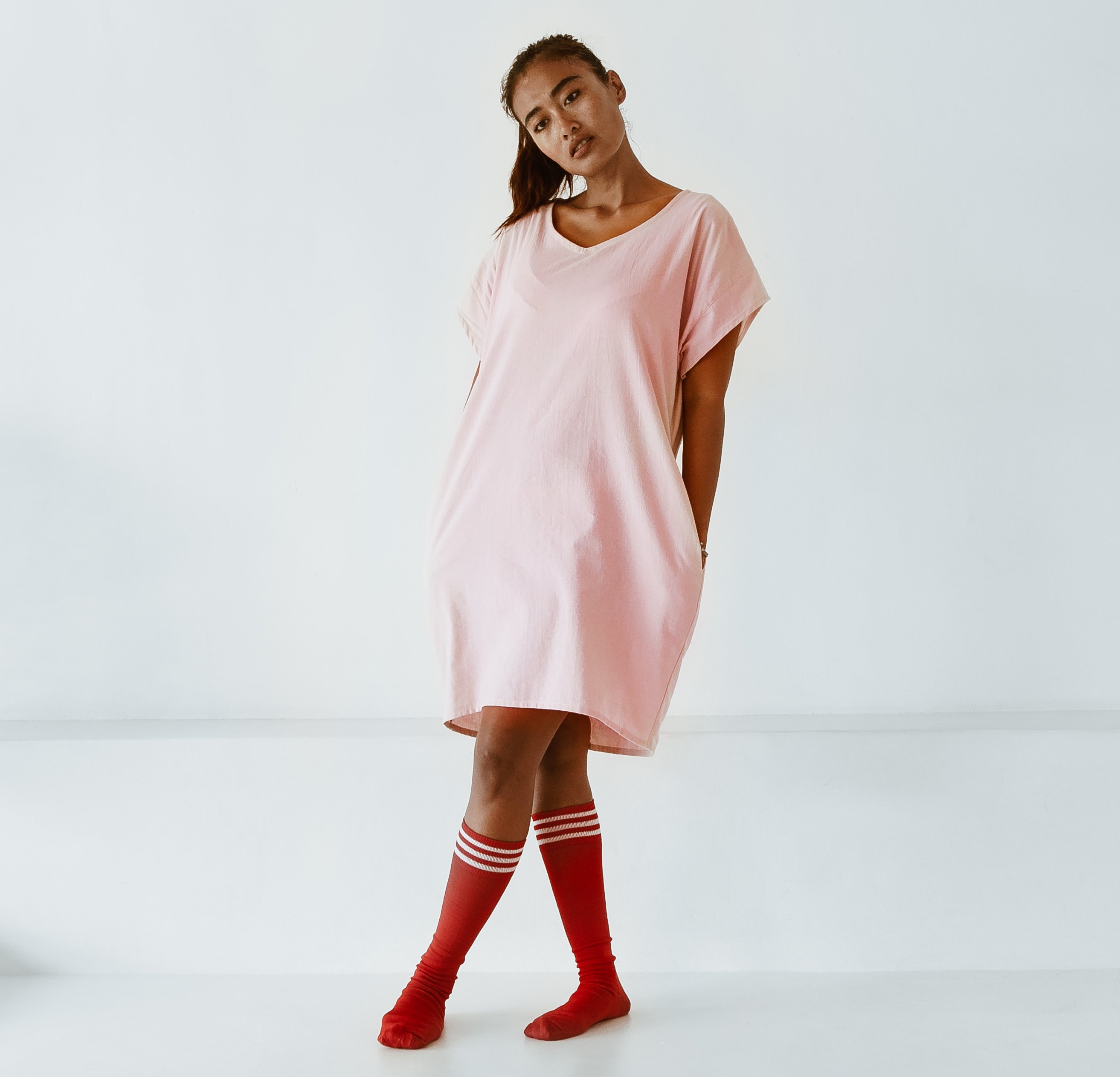 The Driftwood Tales womens vegan Dress Oversized T-Shirt Pink