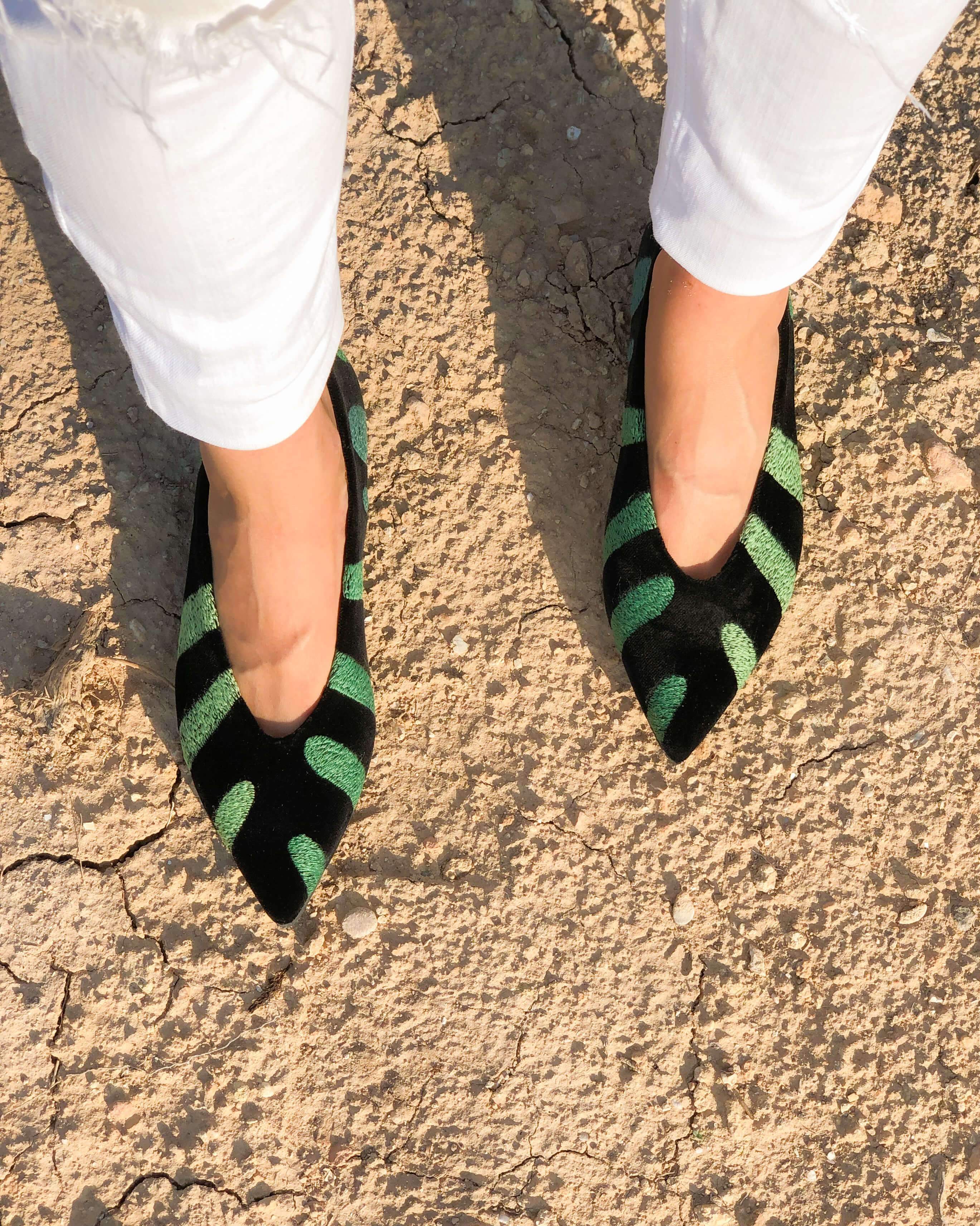 Momoc womens vegan Loafers Monstera Green