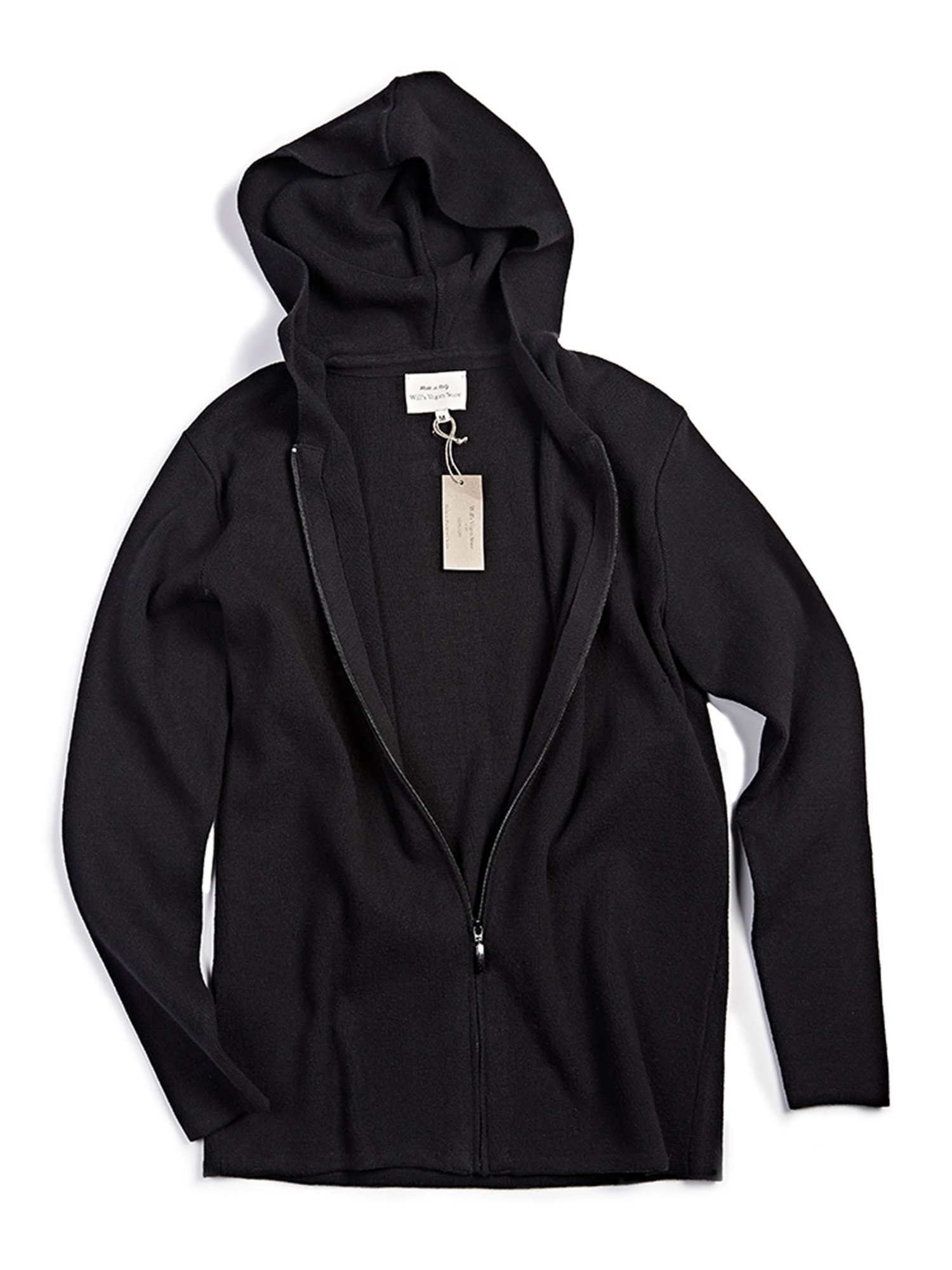 Will's Vegan Store Cardigan Hooded Knit Black 