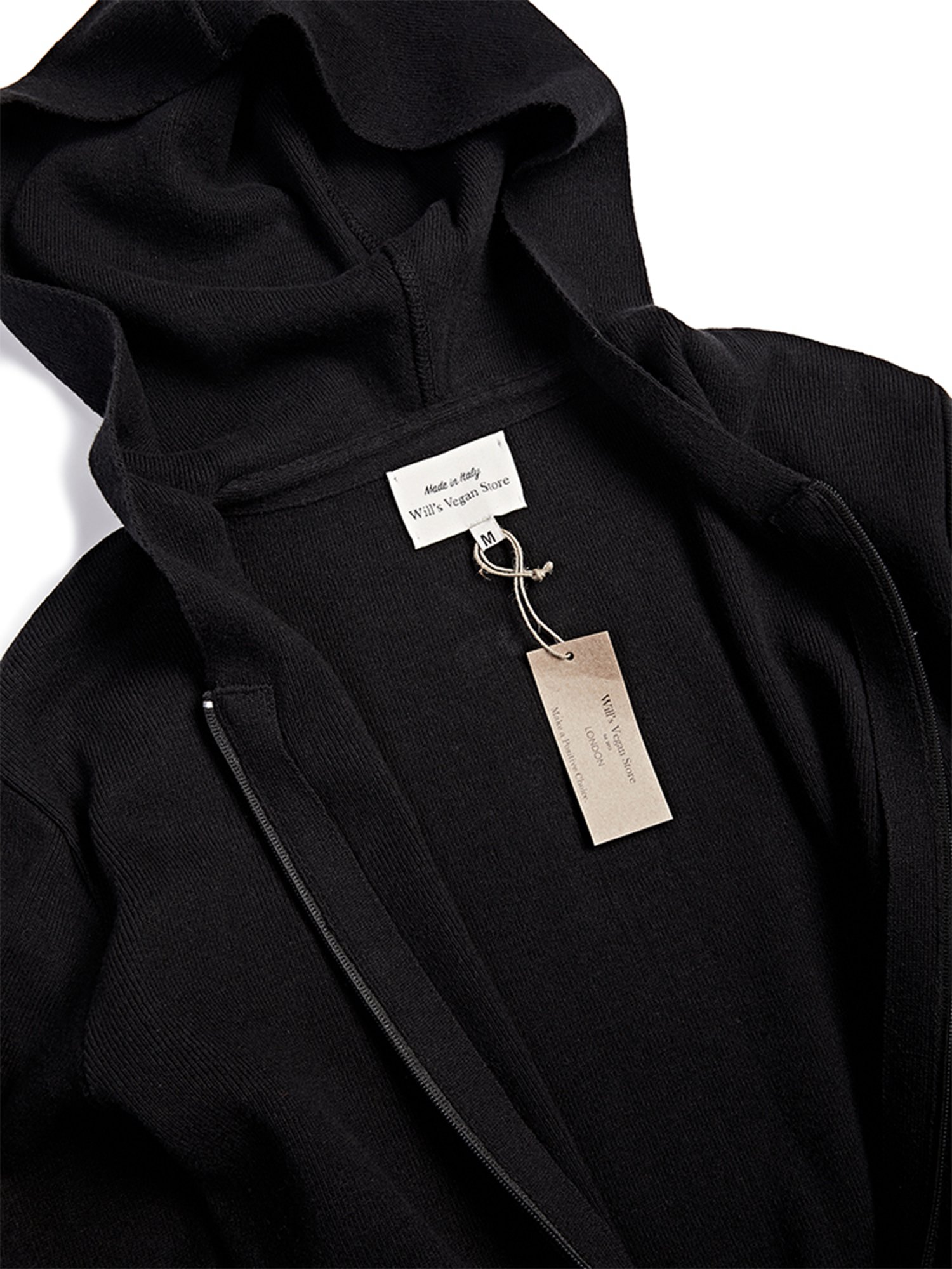 Will's Vegan Store Cardigan Hooded Knit Black 