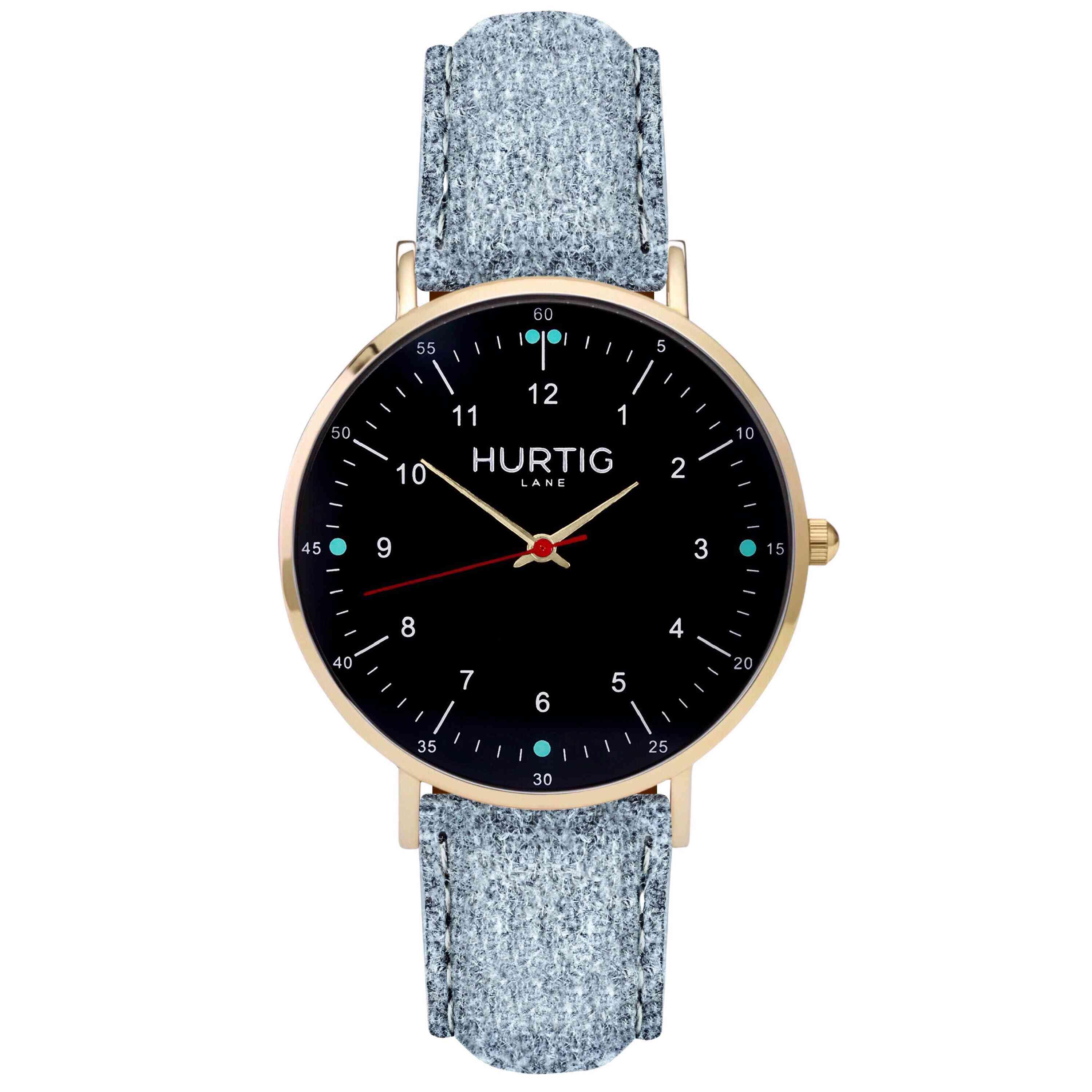 Hurtig Lane Moderna Tweed Watch Gold, Black & Grey