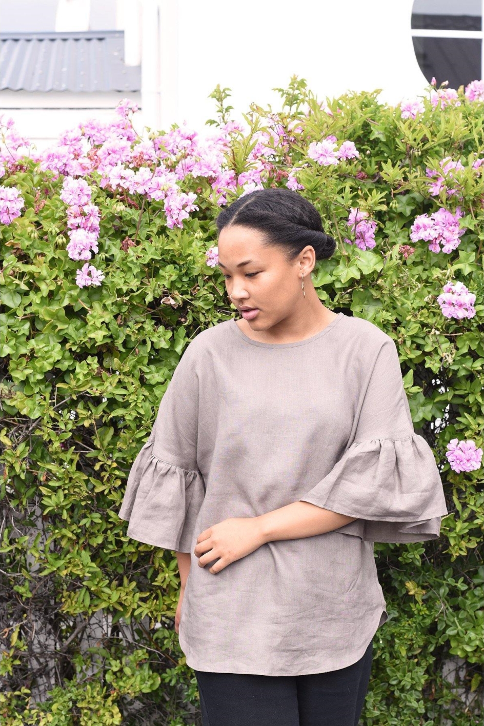 MAHLA Damen vegan Bluse Liia Sandfarben