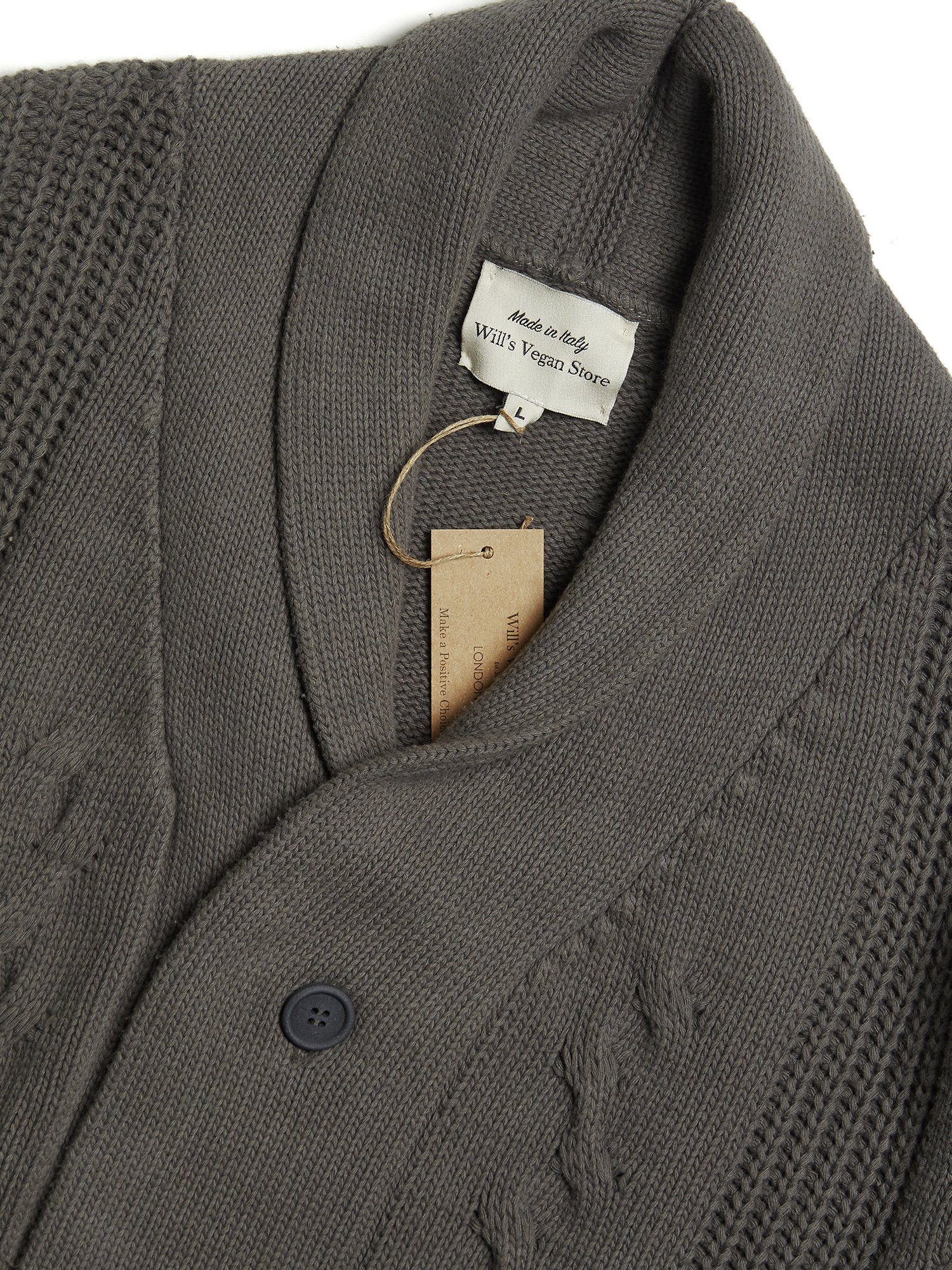46404 - Wills Vegan Store Herren vegan Strickjacke Grobstrick Grau 46404 - Wills Vegan Store Herren vegan Strickjacke Grobstrick Grau