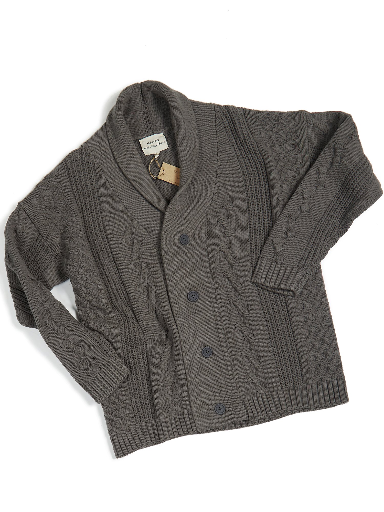 Will's Vegan Store Cardigan Chunky Knit Gray