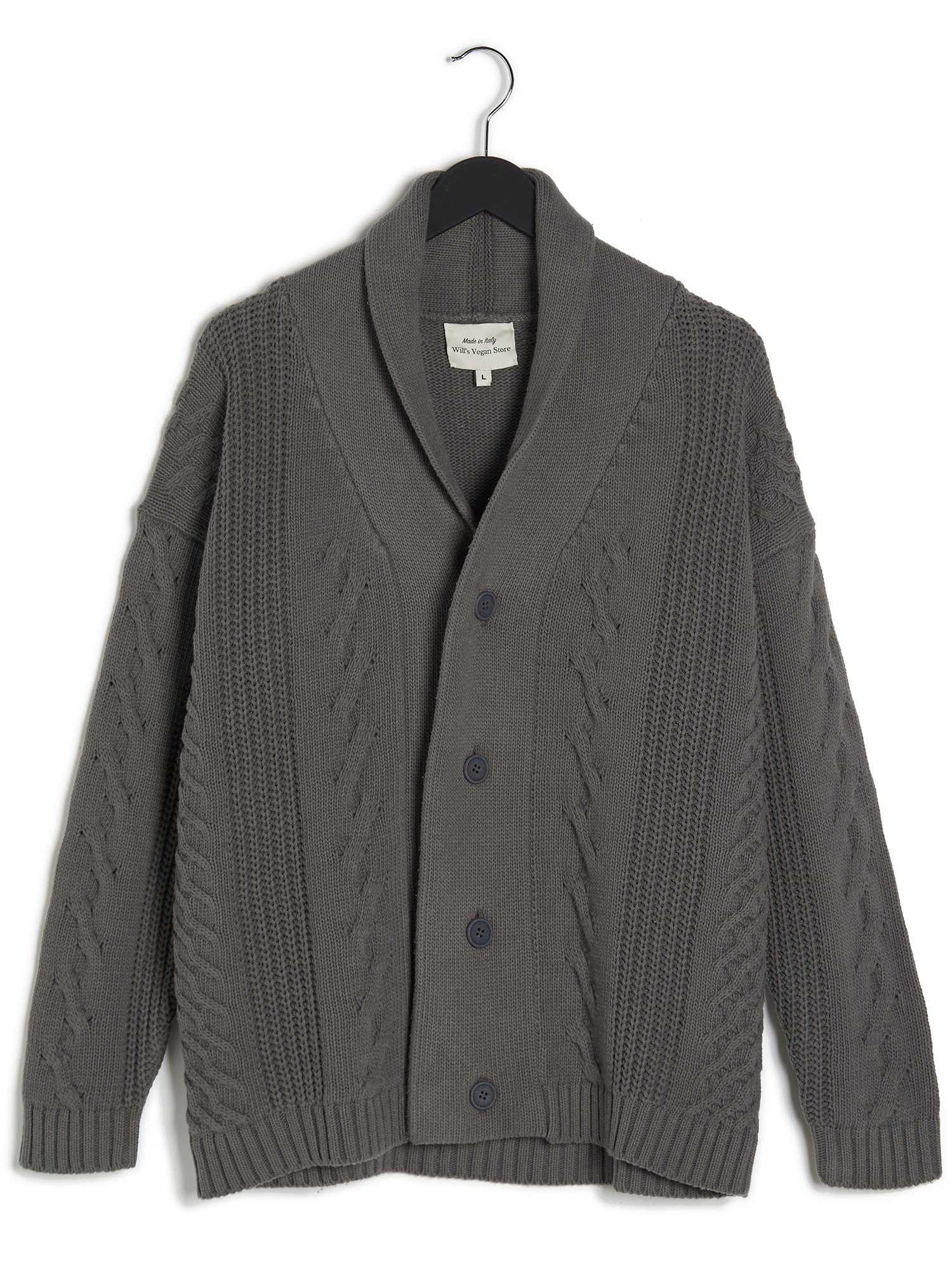 Will's Vegan Store Cardigan Chunky Knit Gray