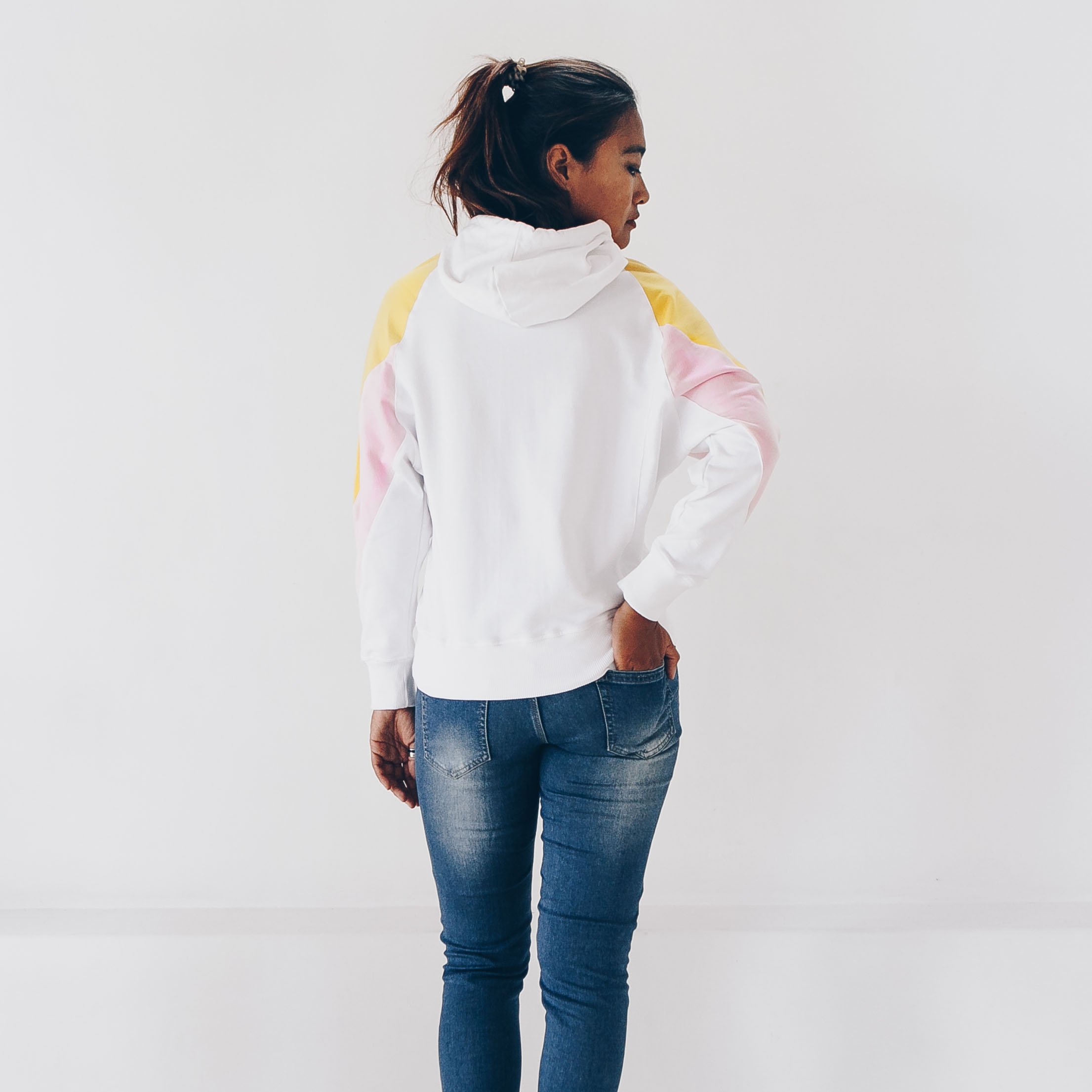 The Driftwood Tales womens vegan Amy Hoodie White Yellow