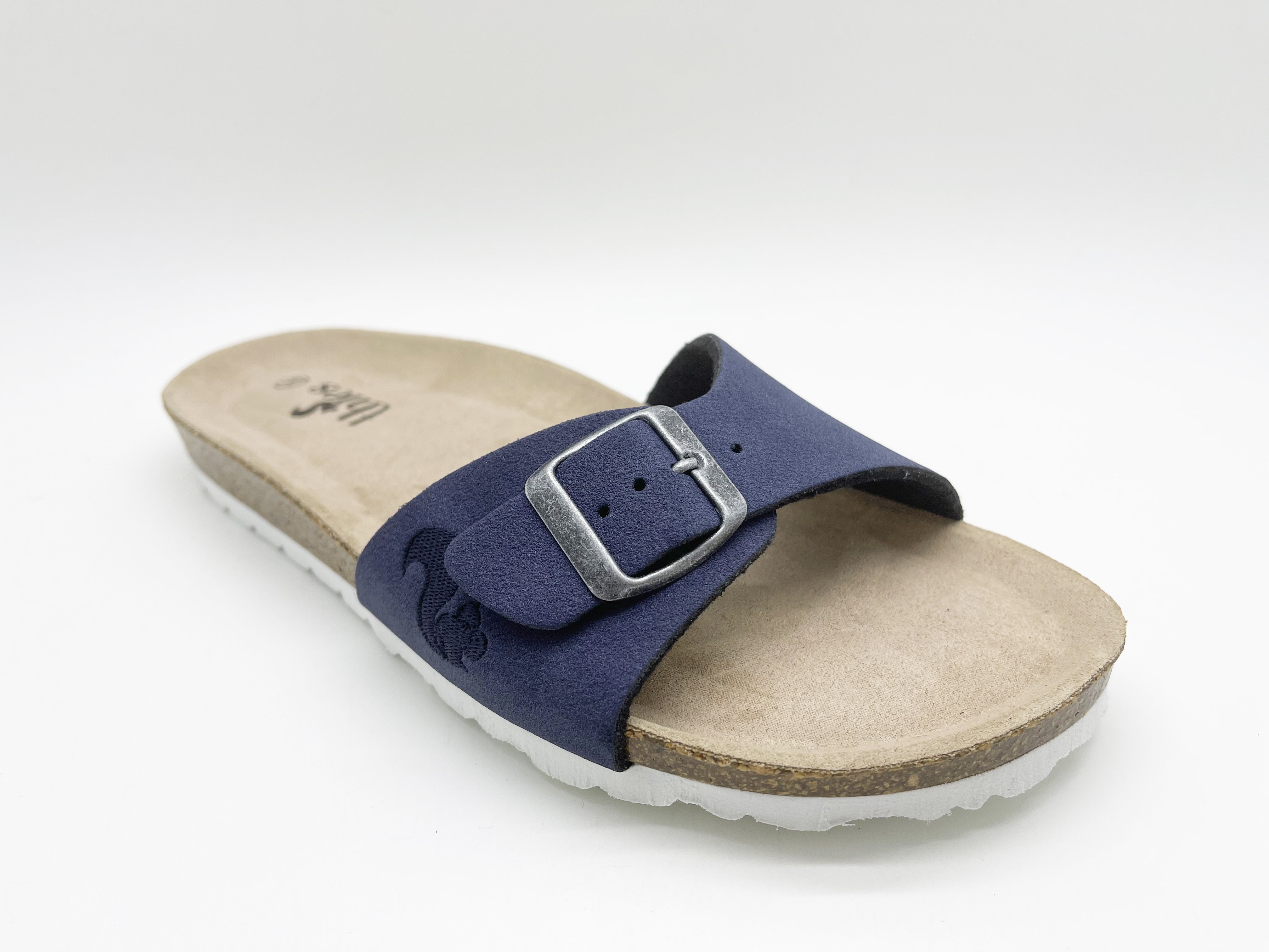 thies womens vegan Sandal Eco Bio Strap Dark Blue