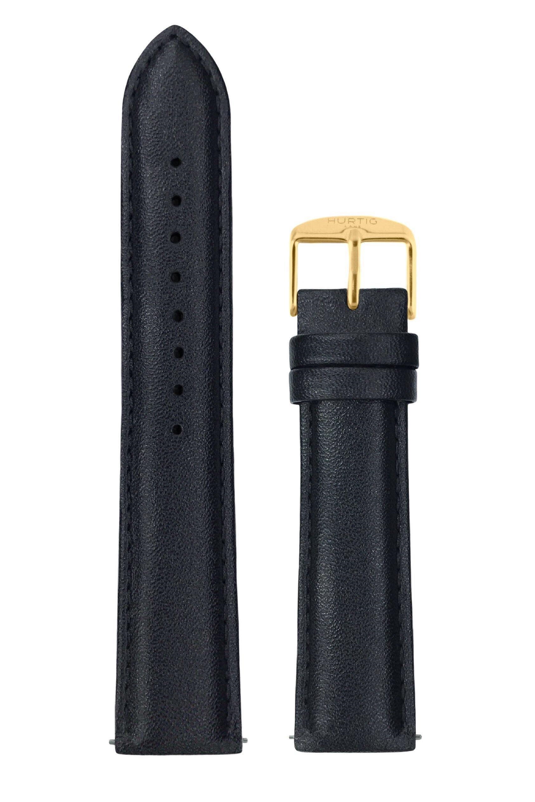 Hurtig Lane men vegan Watch Strap Vegan Leather Black & Gold