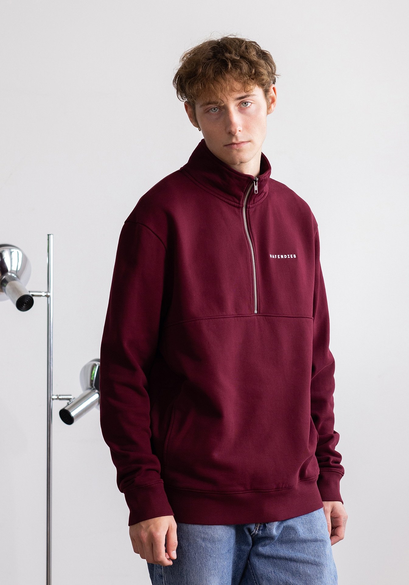 Hafendieb men vegan Troyer Sweater Logo Stick Burgundy