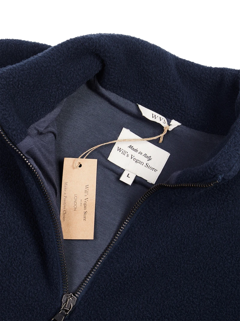 Will's Vegan Store Women's Windbreaker Fleece Quarter Zipper Dark Blue