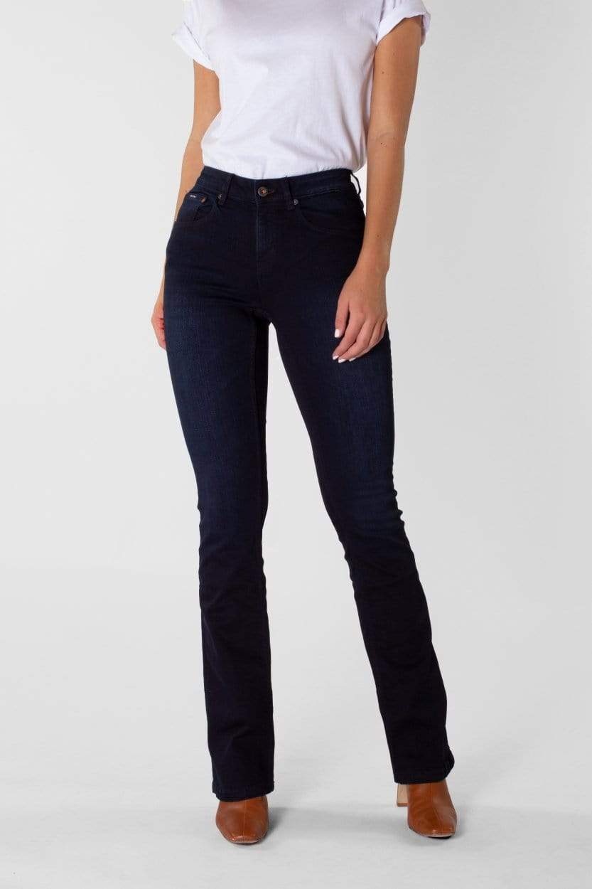 Kuyichi Damen vegan Bootcut Jeans Amy Dark Deep Blue