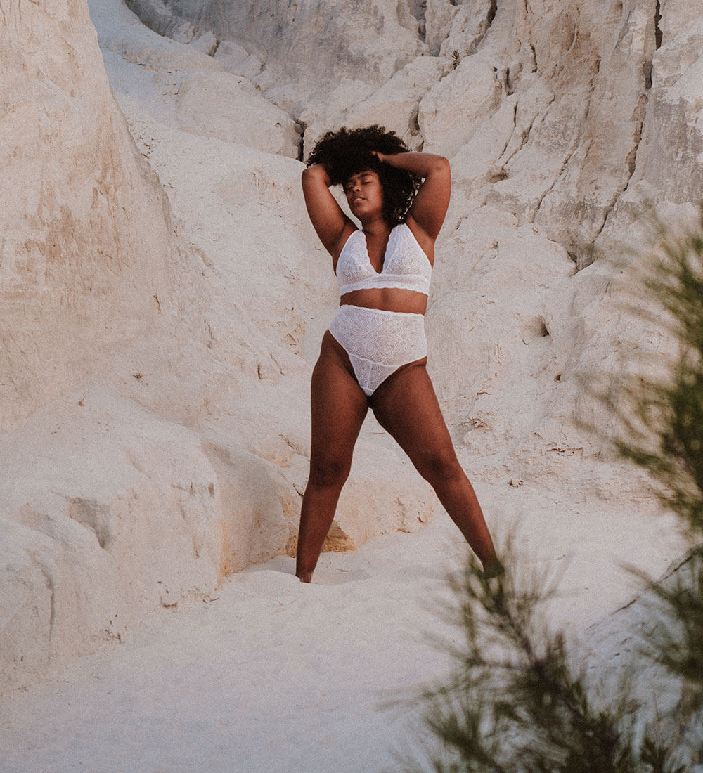 Anekdot womens vegan Bra And Brief Set White High