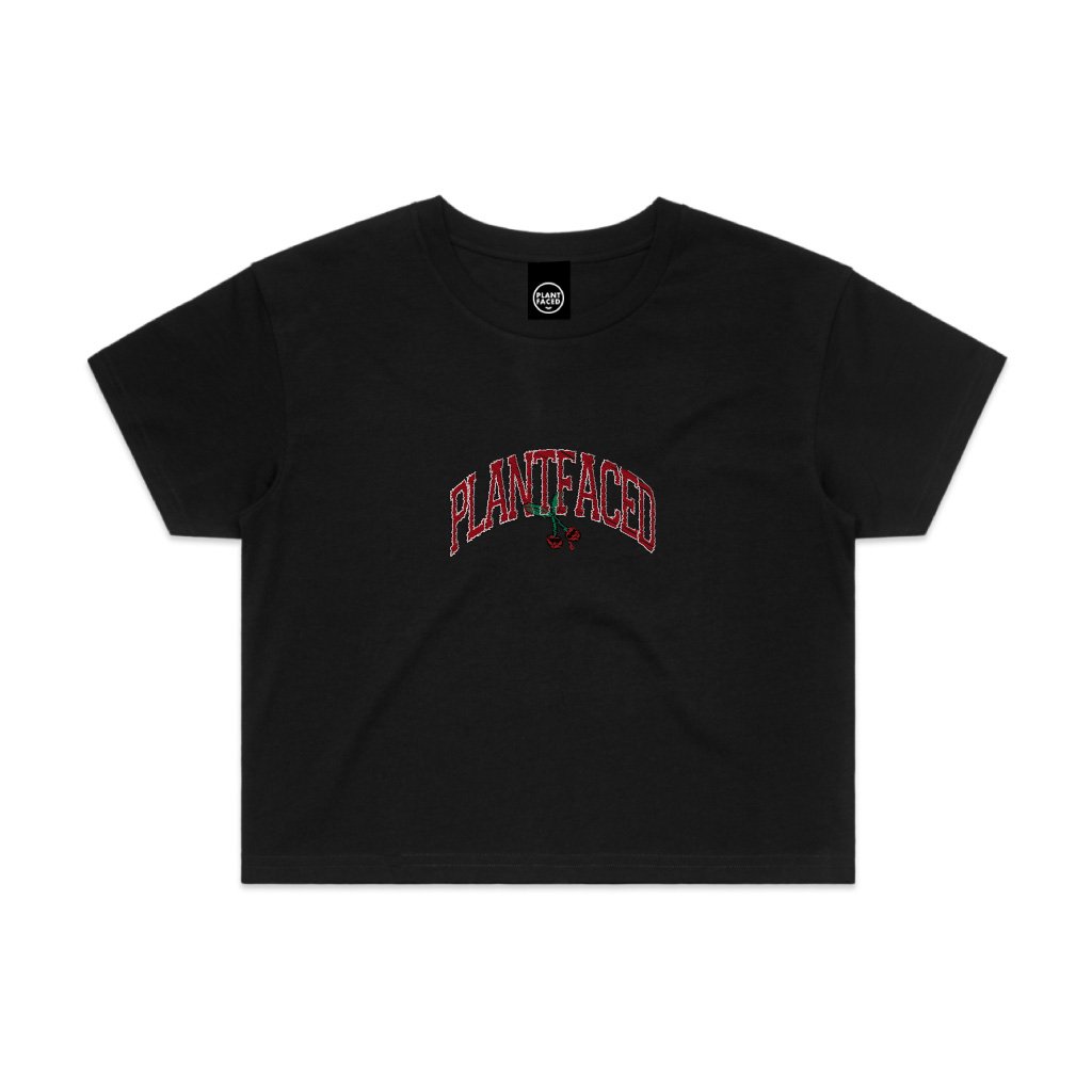 Plant Faced Clothing Crop Top Cherry Black