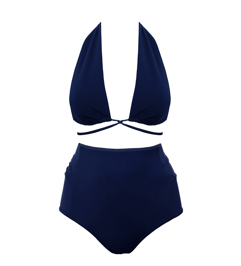 Anekdot womens vegan Bikini Versatile + Bowknot Navy Blue