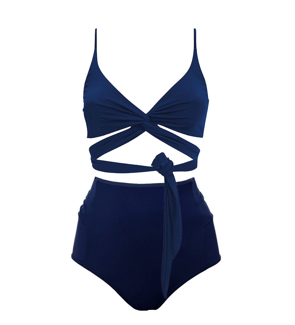 Anekdot womens vegan Bikini Lin + Bowknot Navy Blue