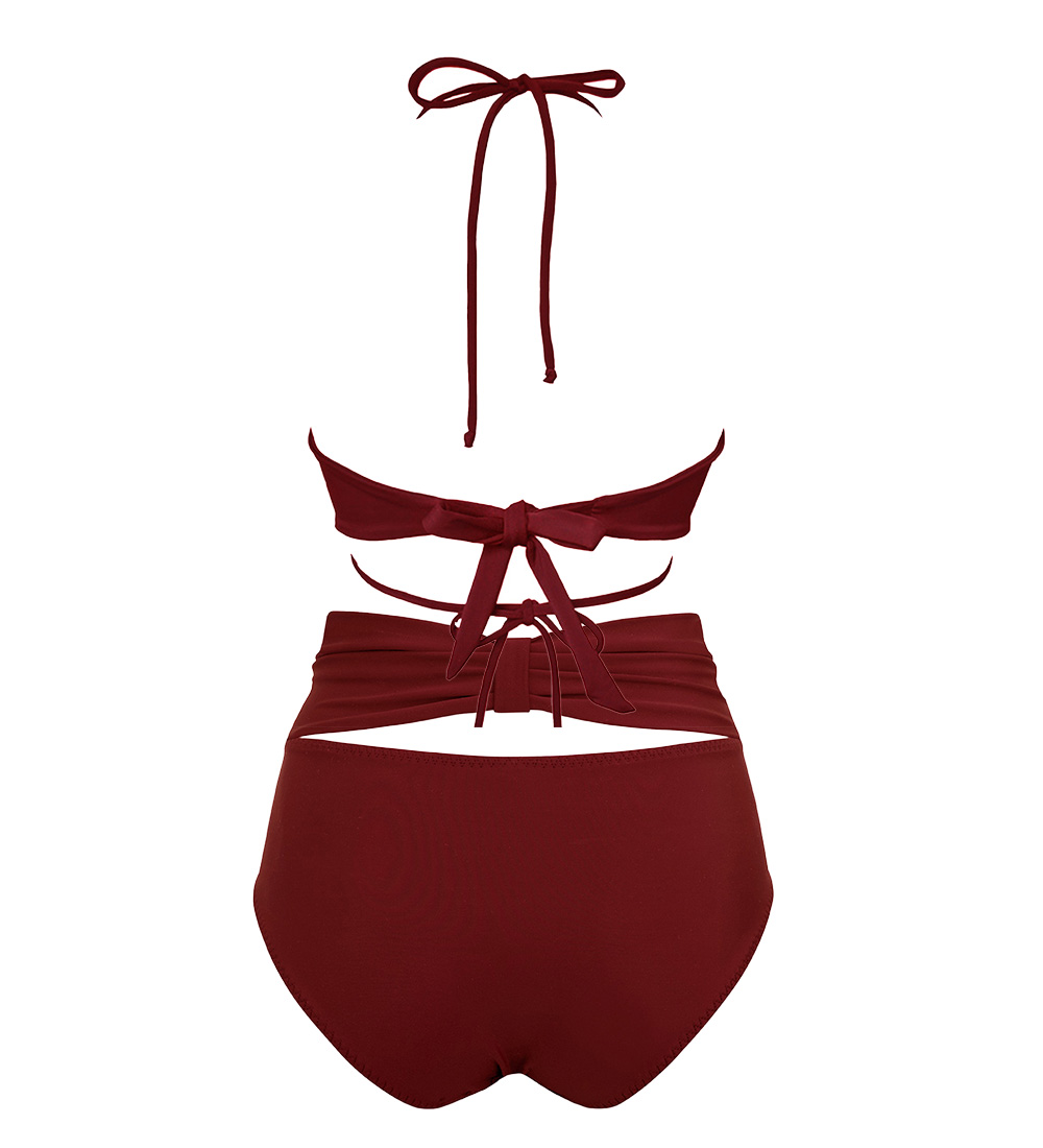 Anekdot womens vegan Bikini Versatile + Bow Back Merlot