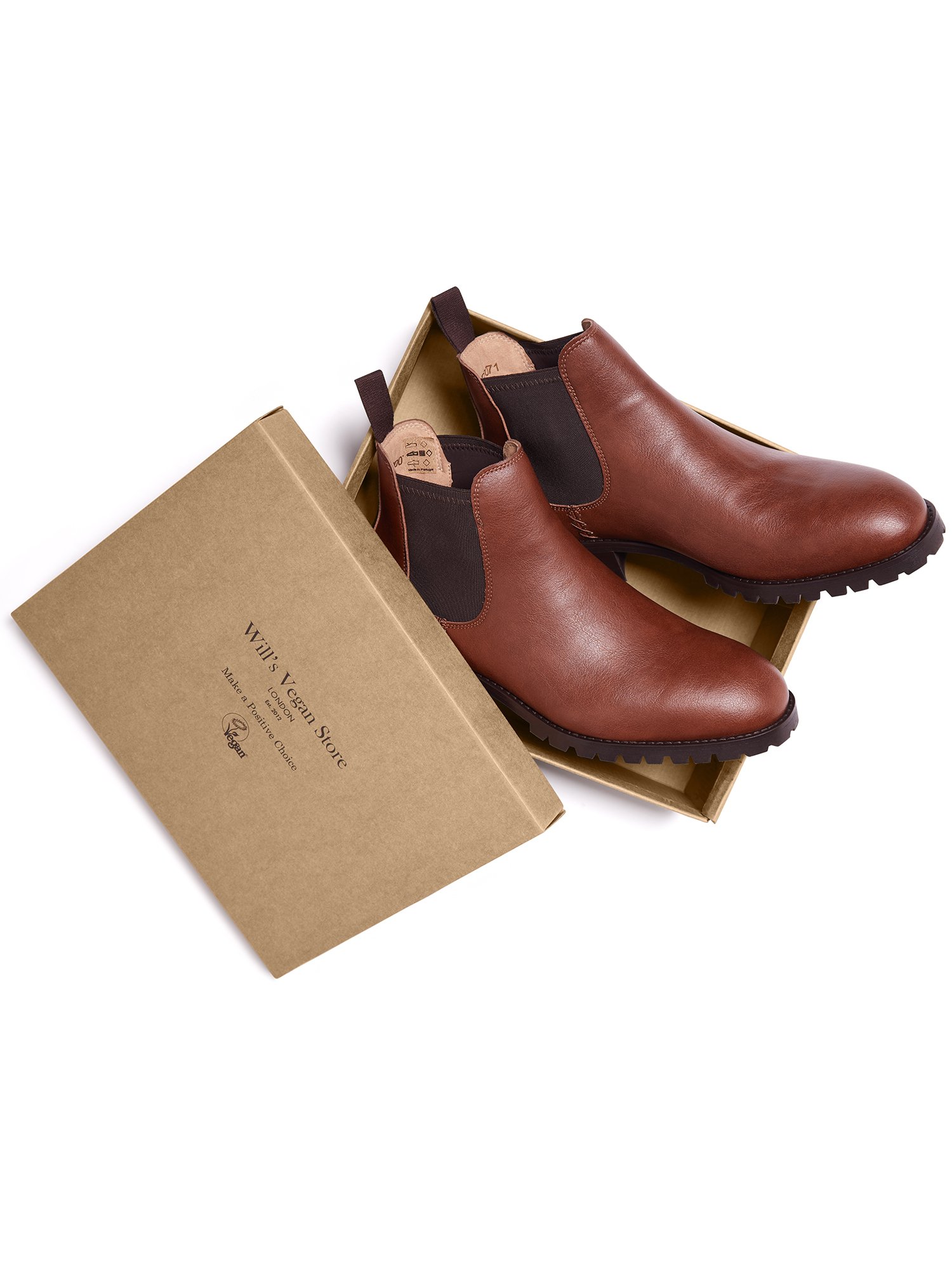 Will's Vegan Store men vegan Men's Chelsea Boots Insulated Waterproof Chestnut