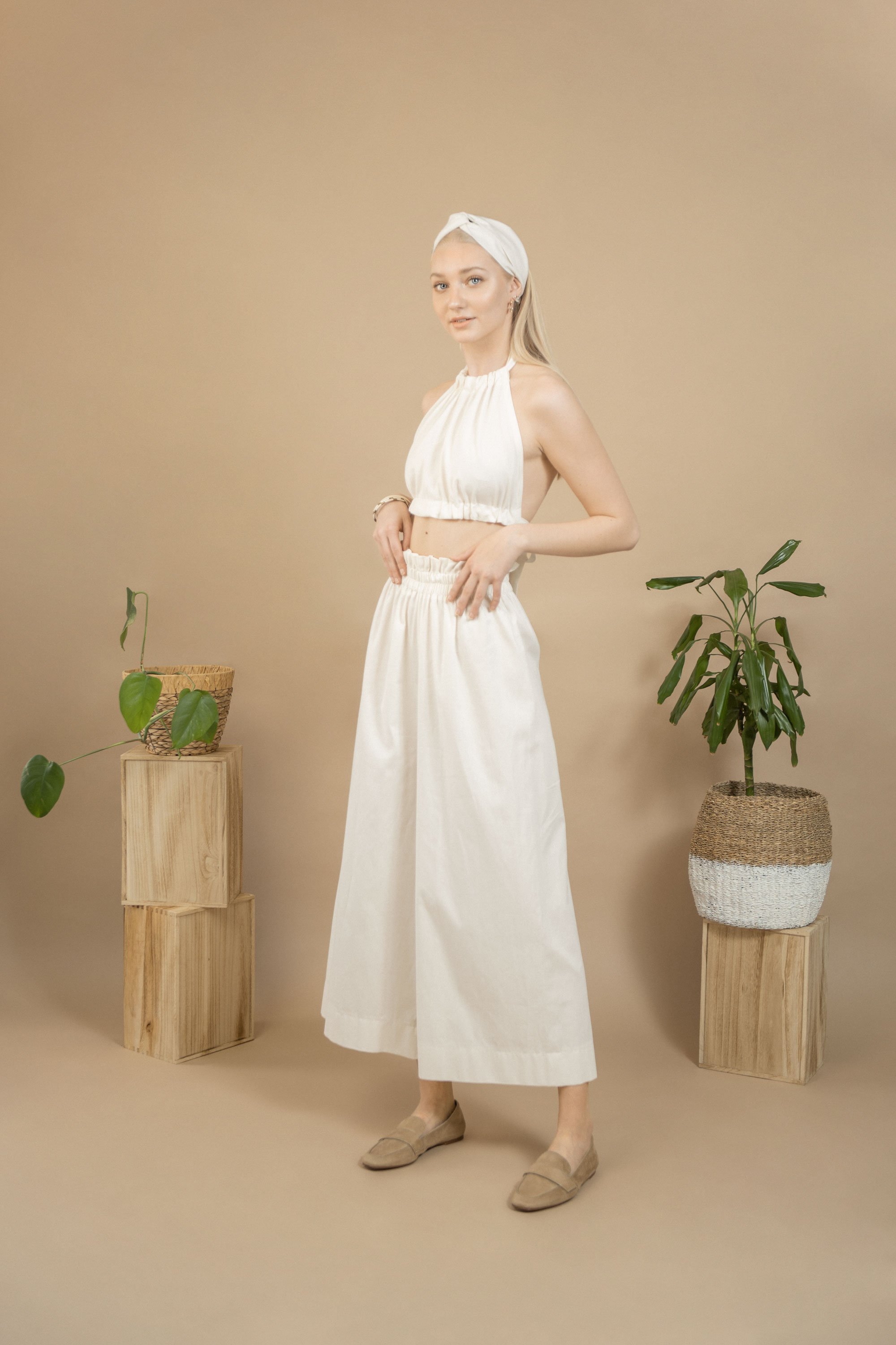 TAWAST womens vegan Trousers True Joy White