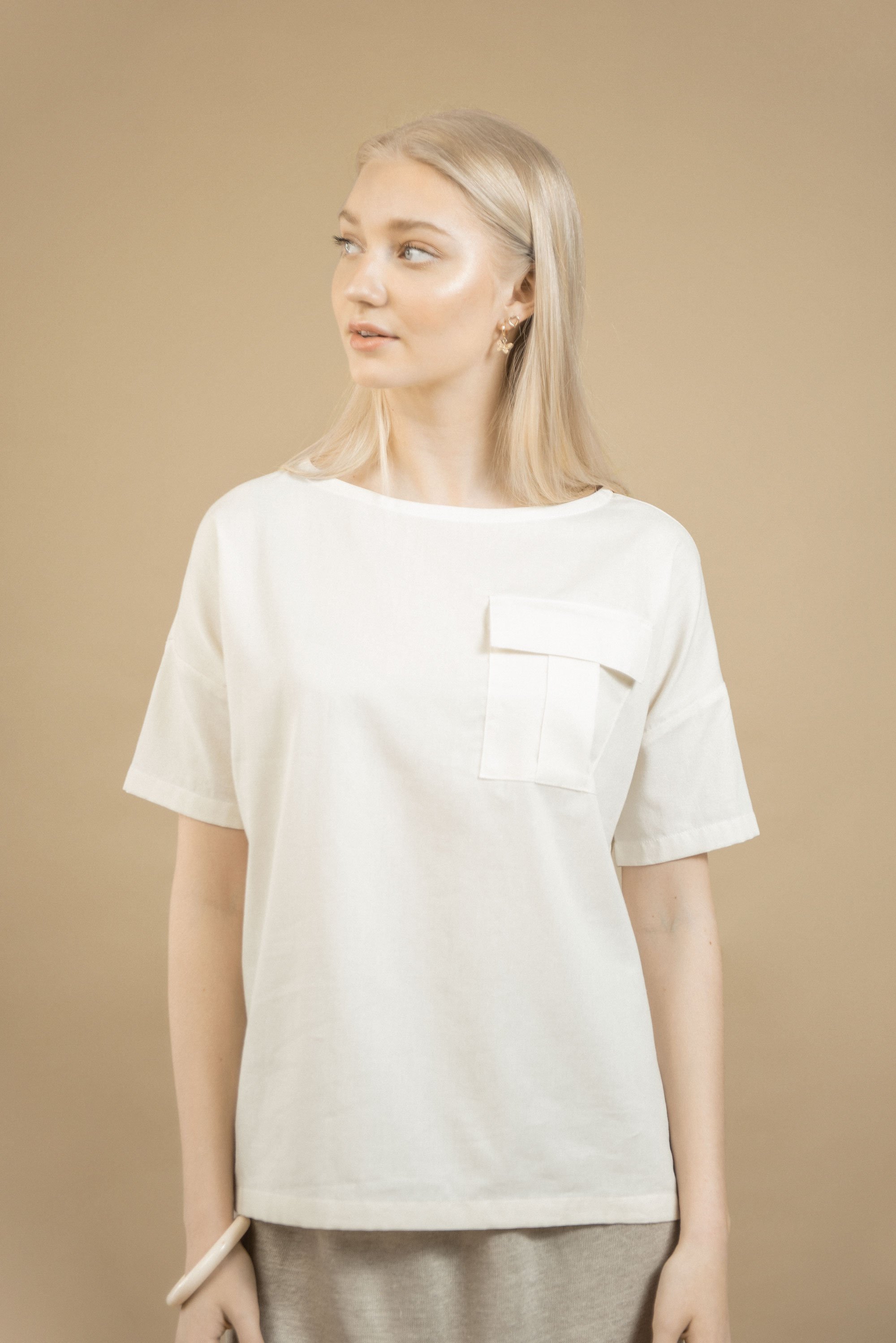 TAWAST womens vegan T-Shirt Boxy Meteorite White