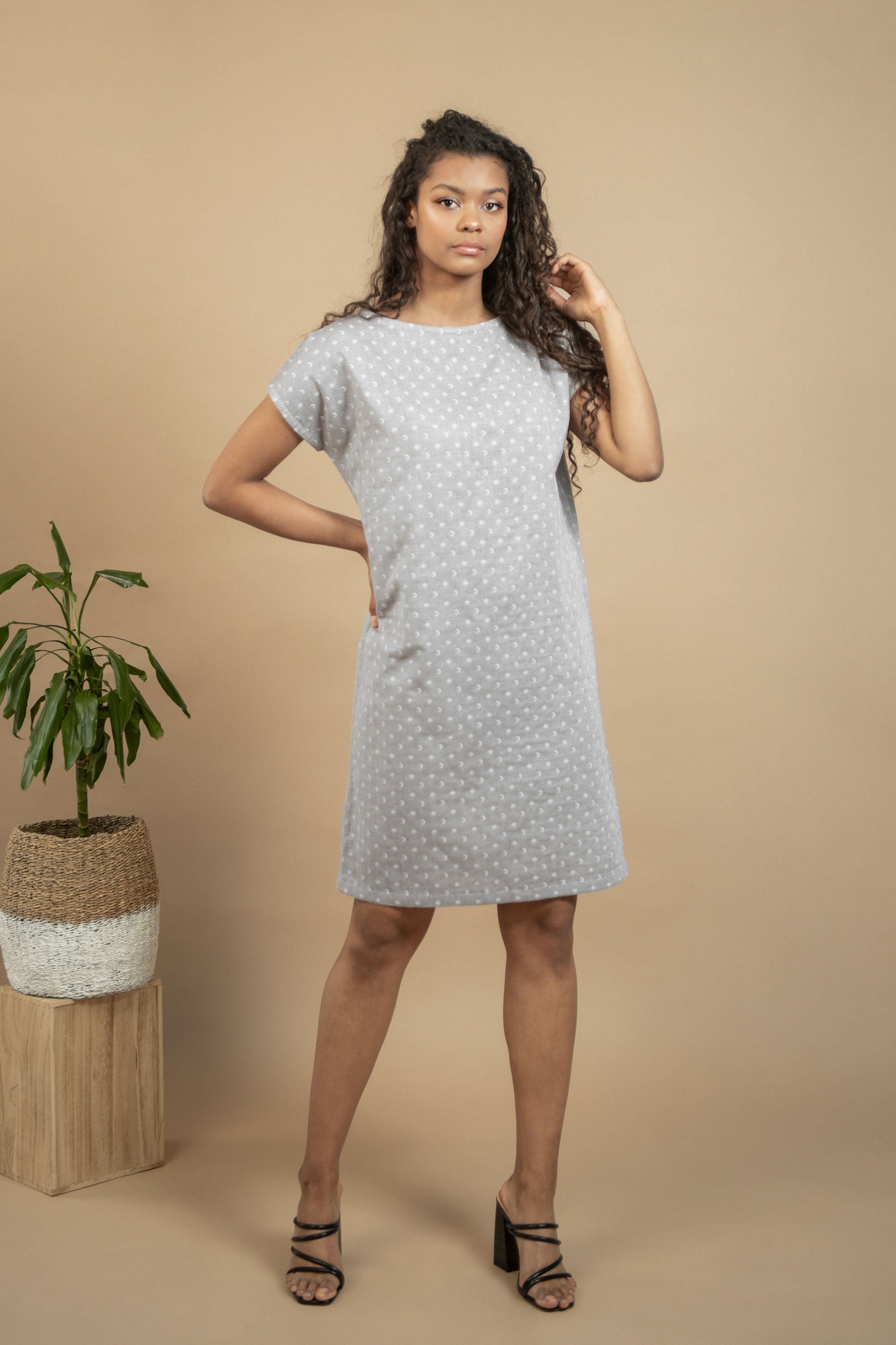 TAWAST womens vegan Dress Lunation Lunisolar Gray