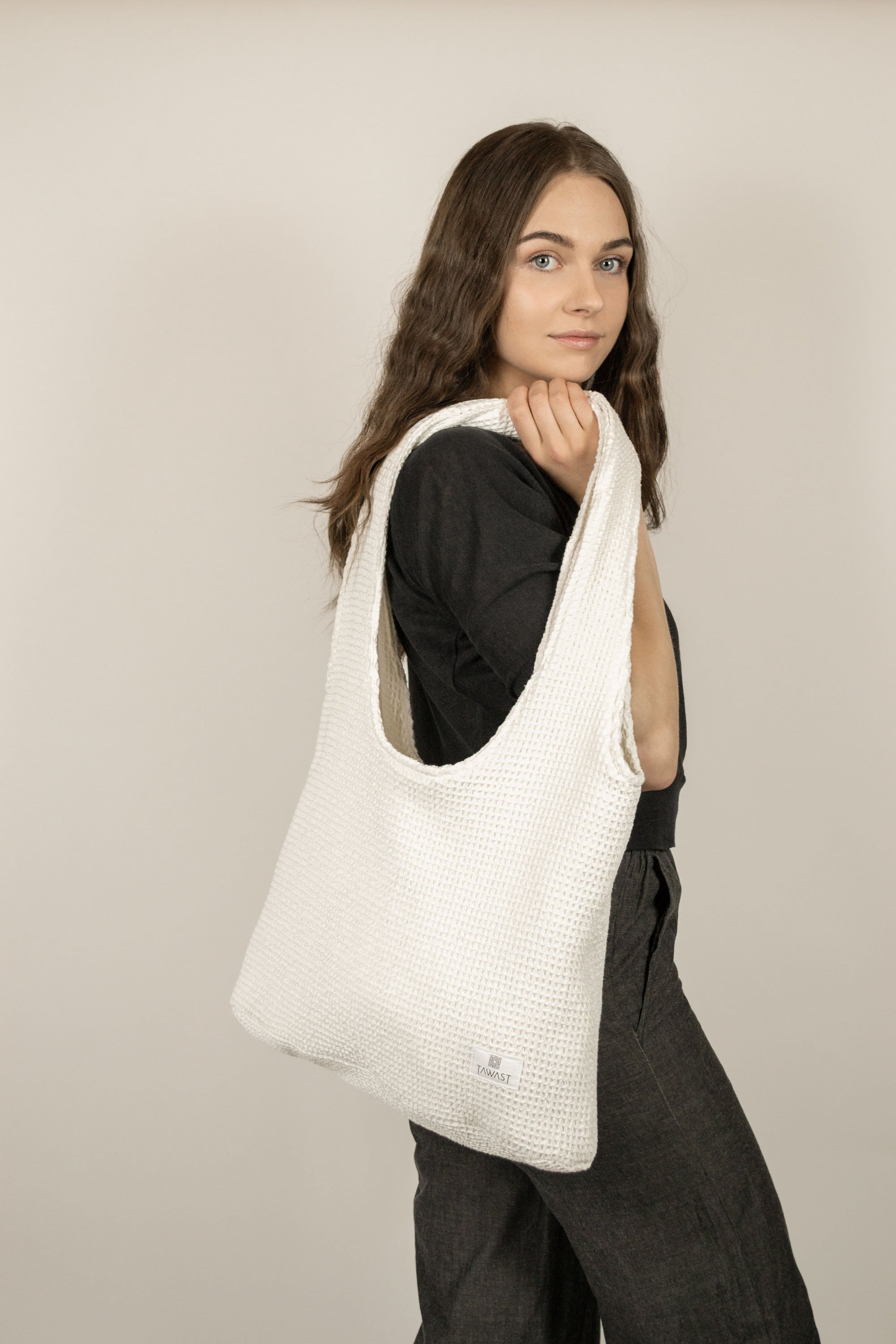 TAWAST Tote Bag Cloud Wit Wafelstructuur