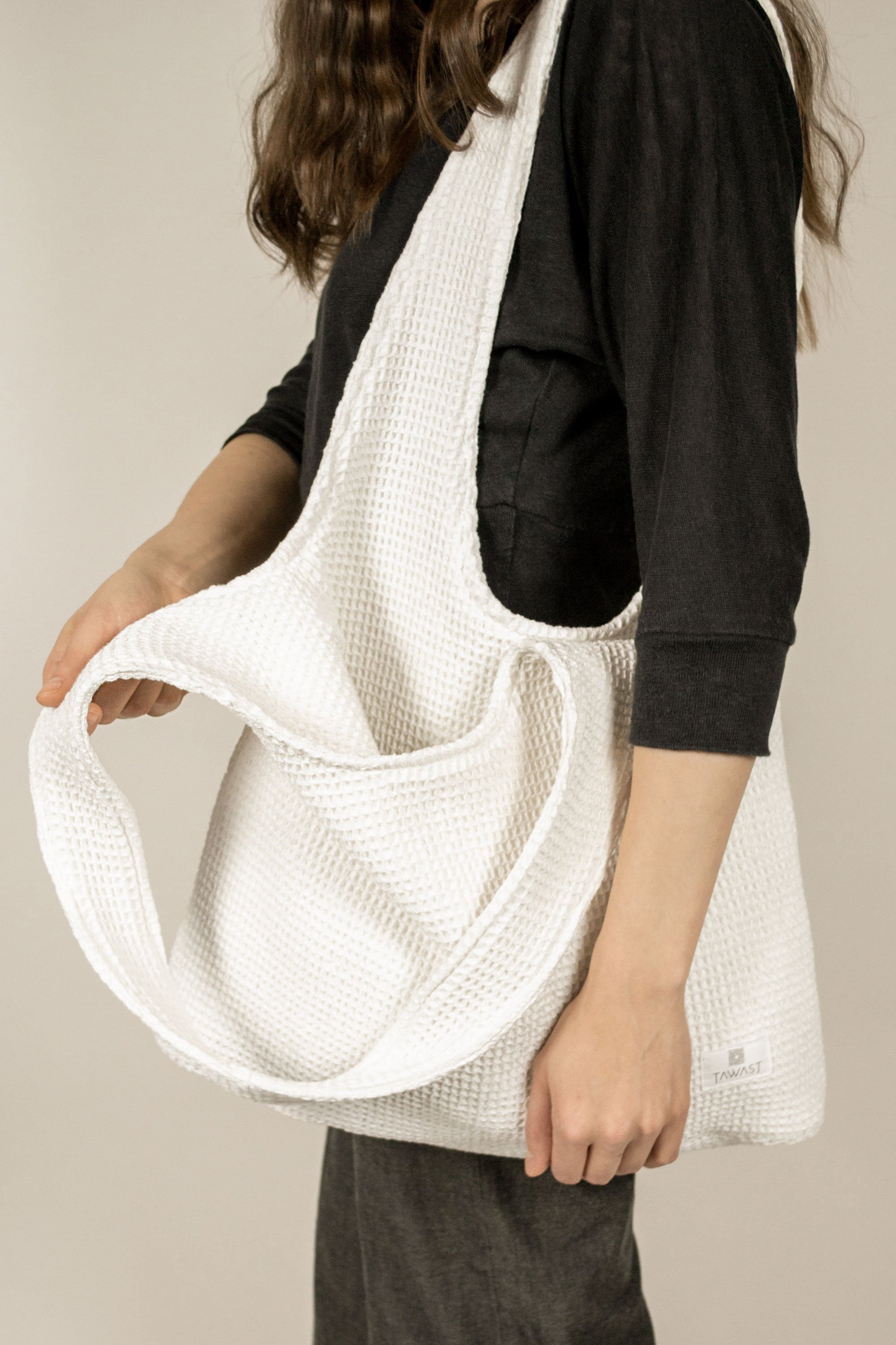 TAWAST Tote Bag Cloud Wit Wafelstructuur