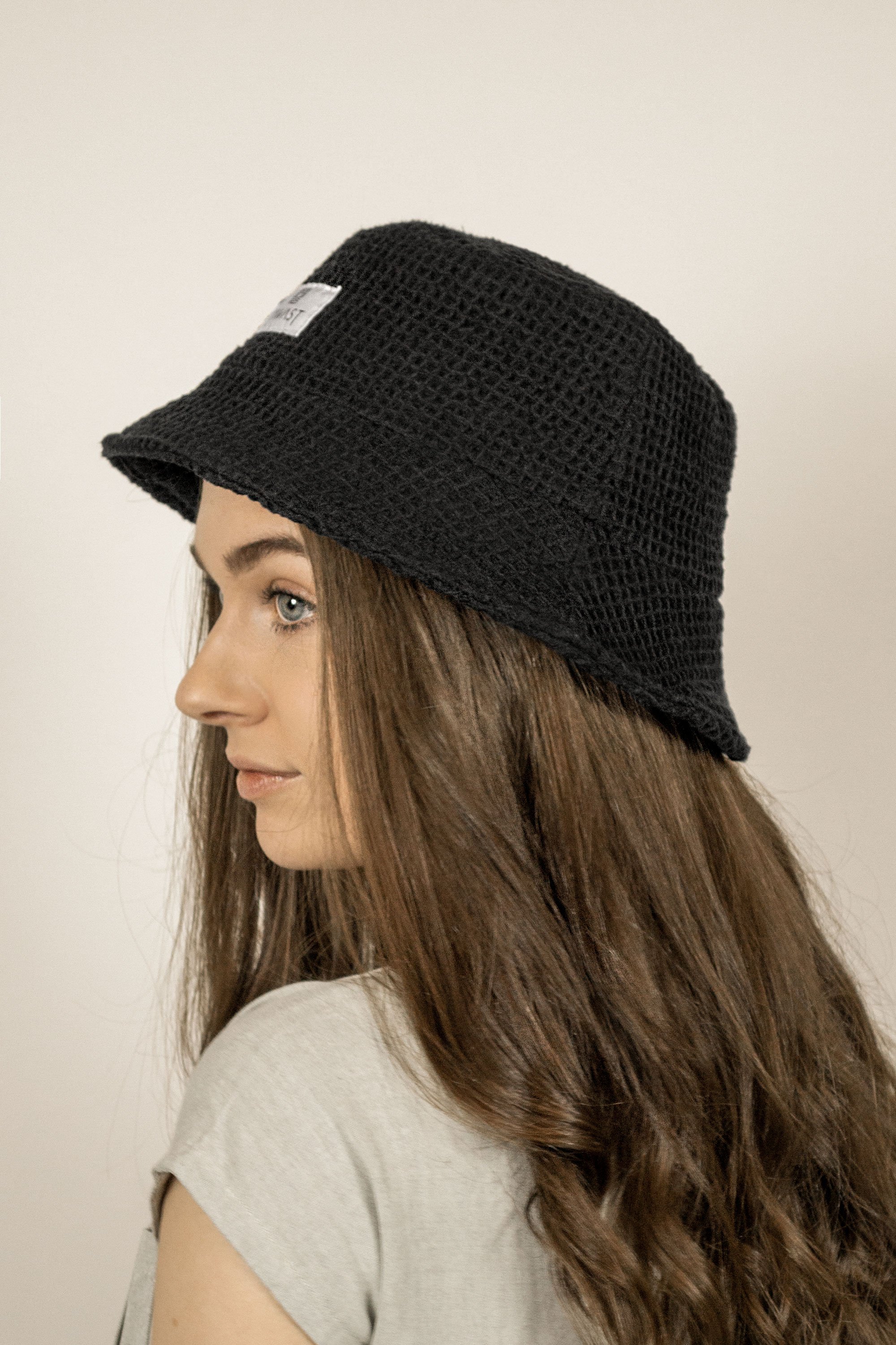 TAWAST womens vegan Bucket Hat Breeze Black Waffle