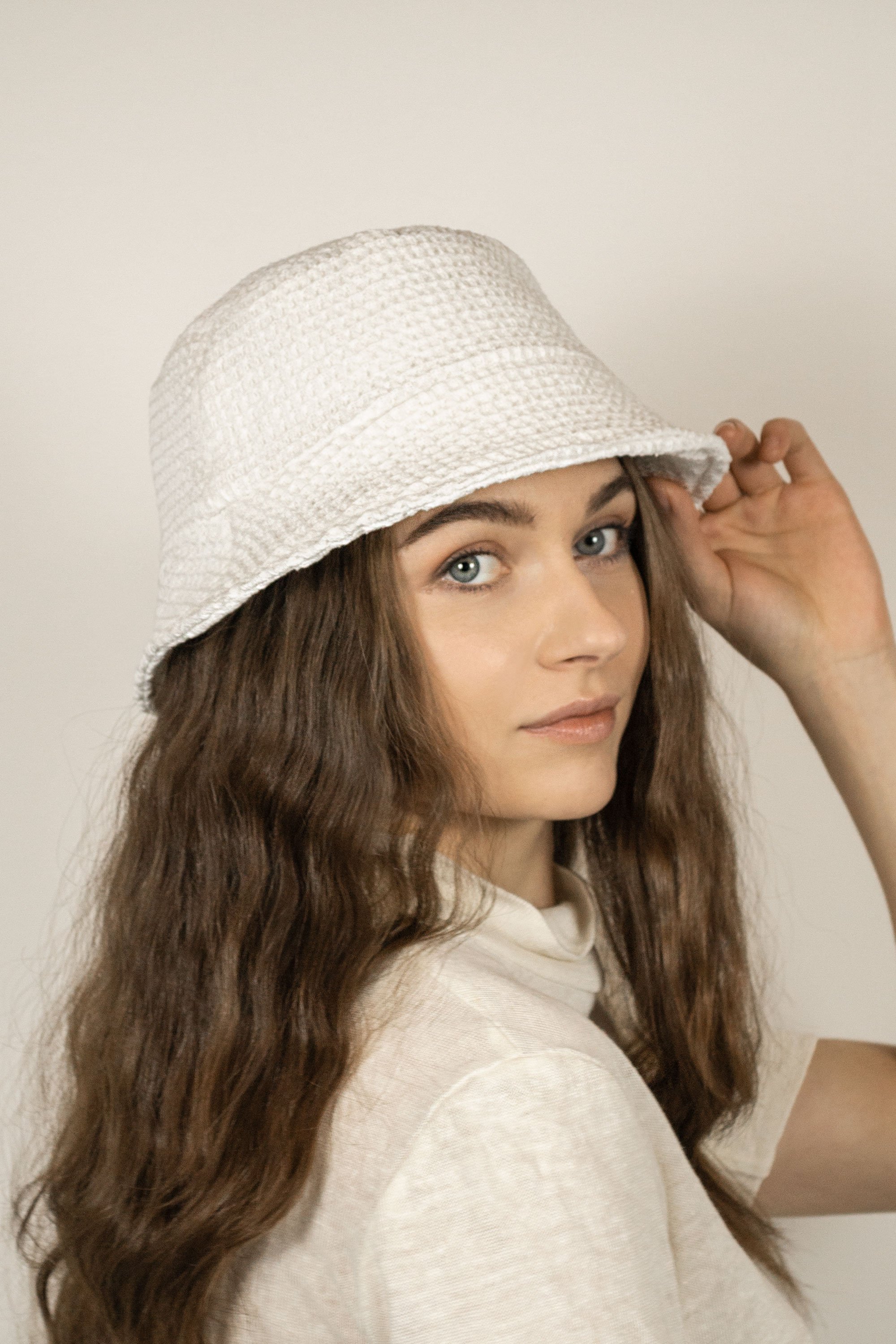 TAWAST womens vegan Bucket Hat Breeze White Waffle