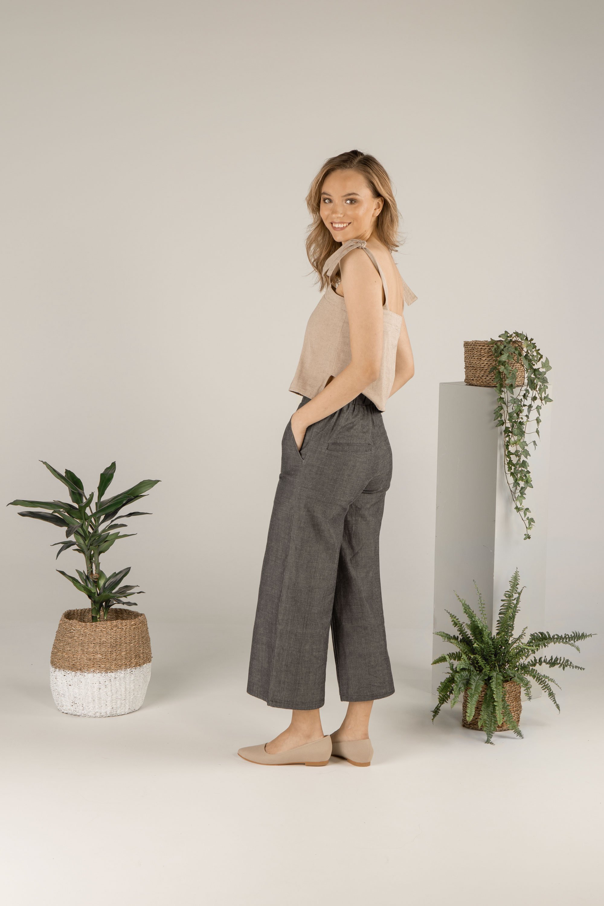 TAWAST womens vegan Culottes Forest Whispers Charcoal