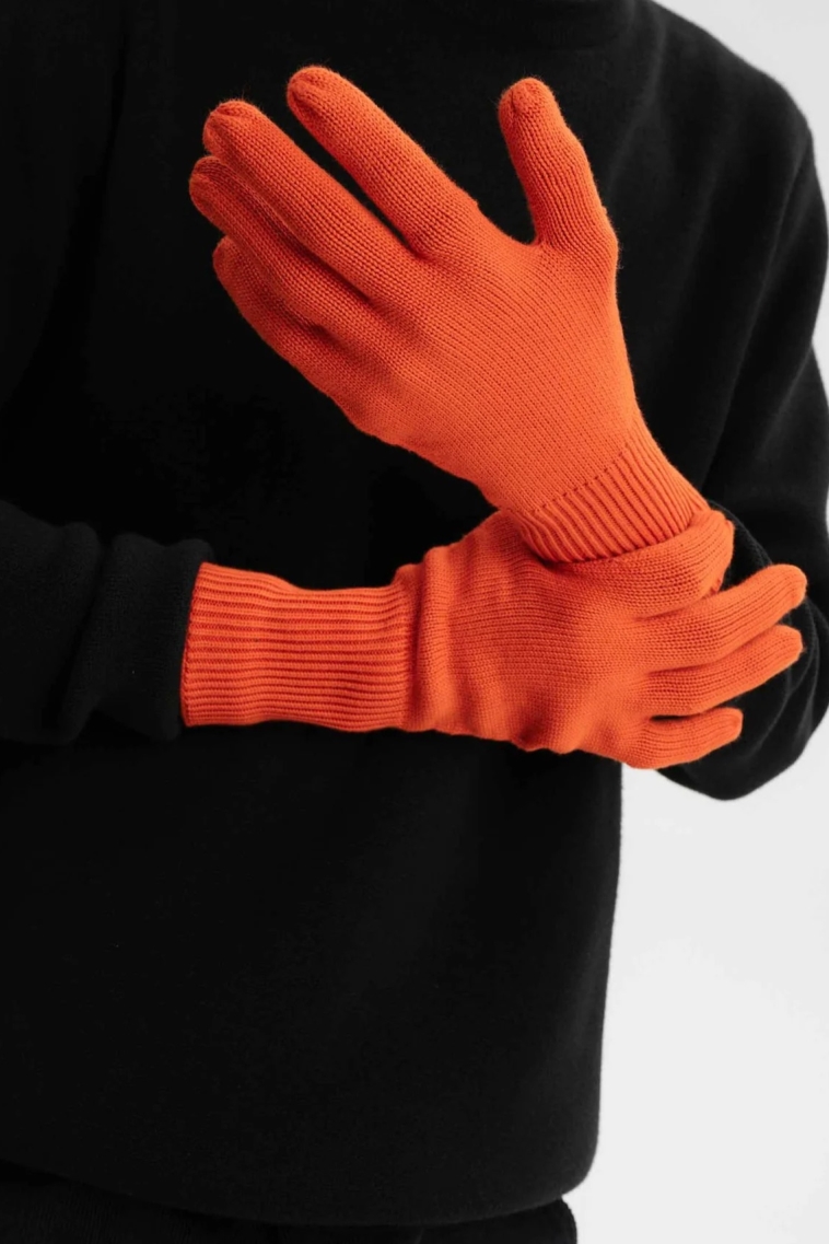 MELA men vegan Knitted Gloves Rishi Orange Brick