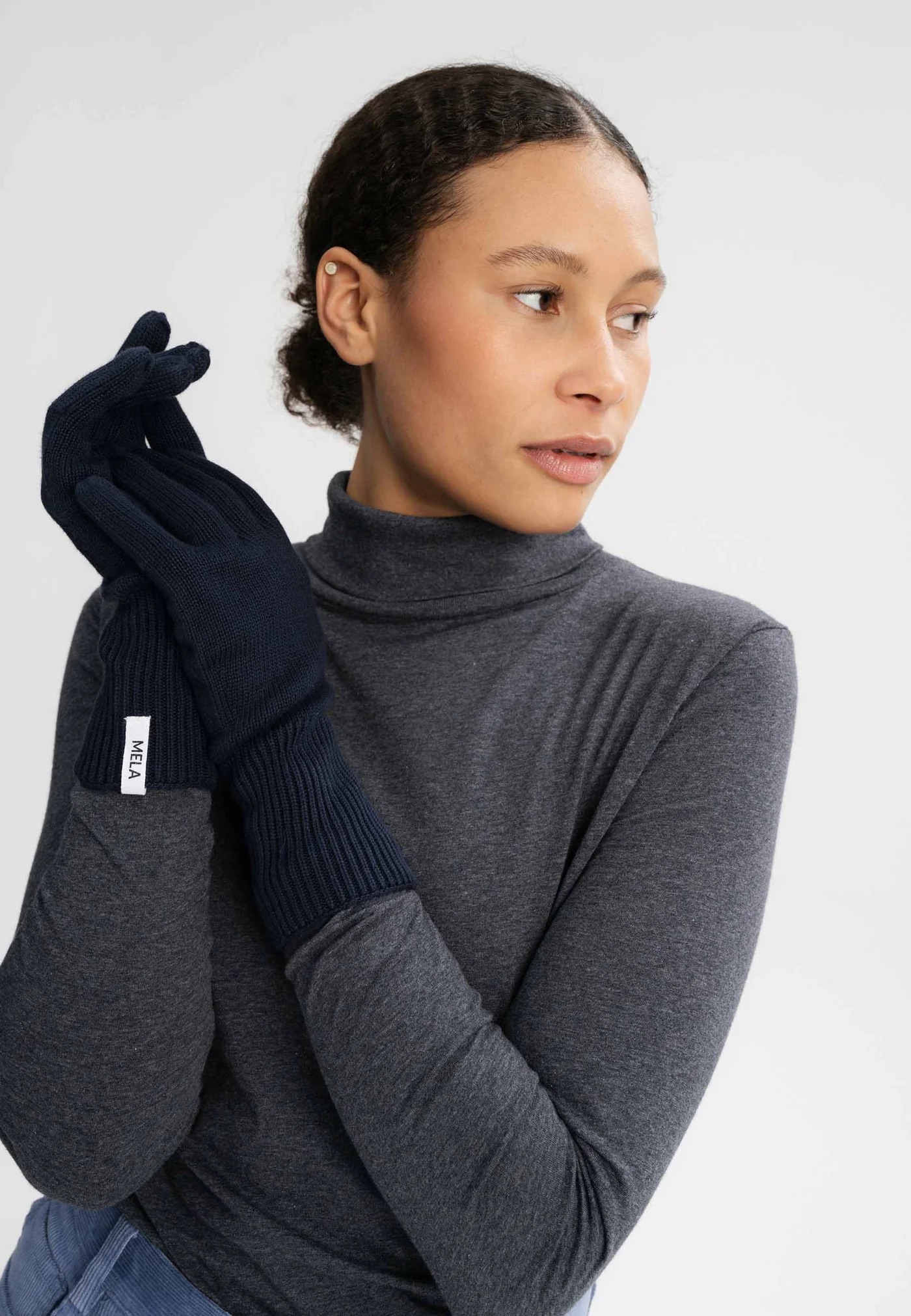 MELA men vegan Knitted Gloves Rishi Navy
