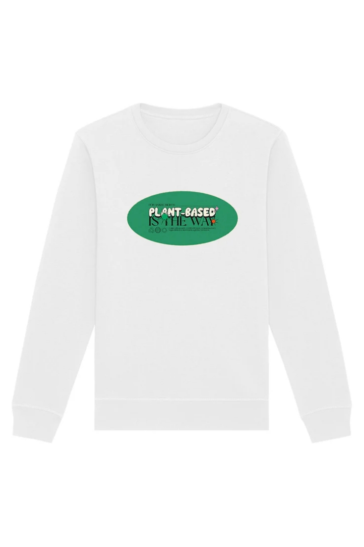 Oat Milk Club Damen vegan Sweatshirt Plant-Based Is The Way Weiß