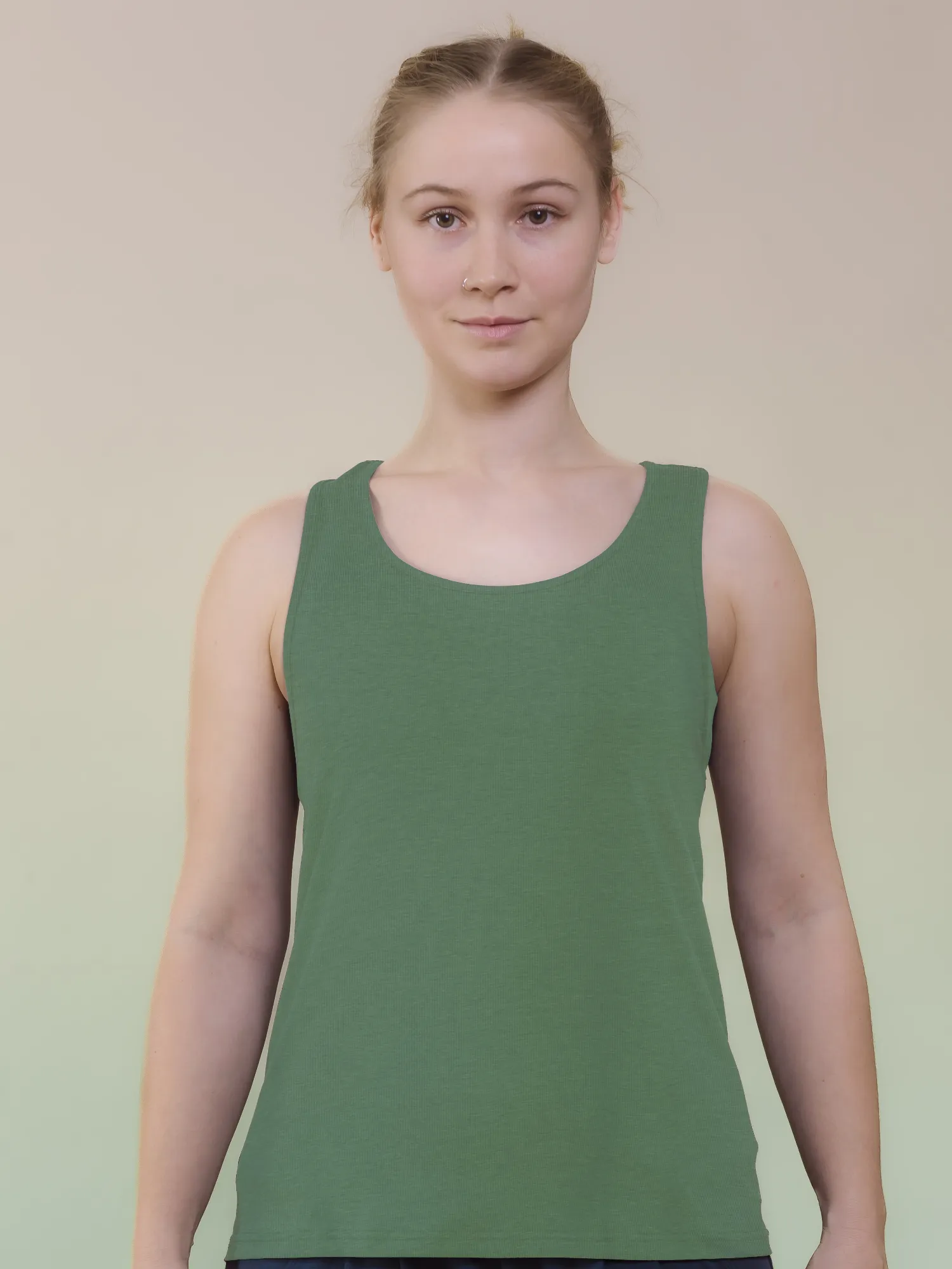 nice to meet me womens vegan Top Racerback Avocado Green