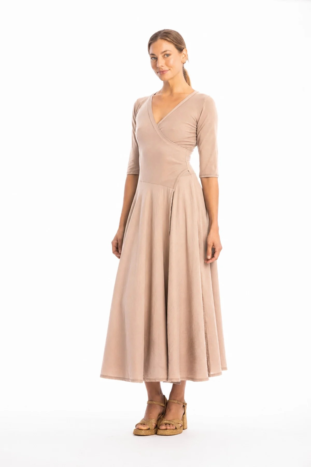RAVENS VIEW IBIZA Damen vegan Kleid Veronika Taupe Brown