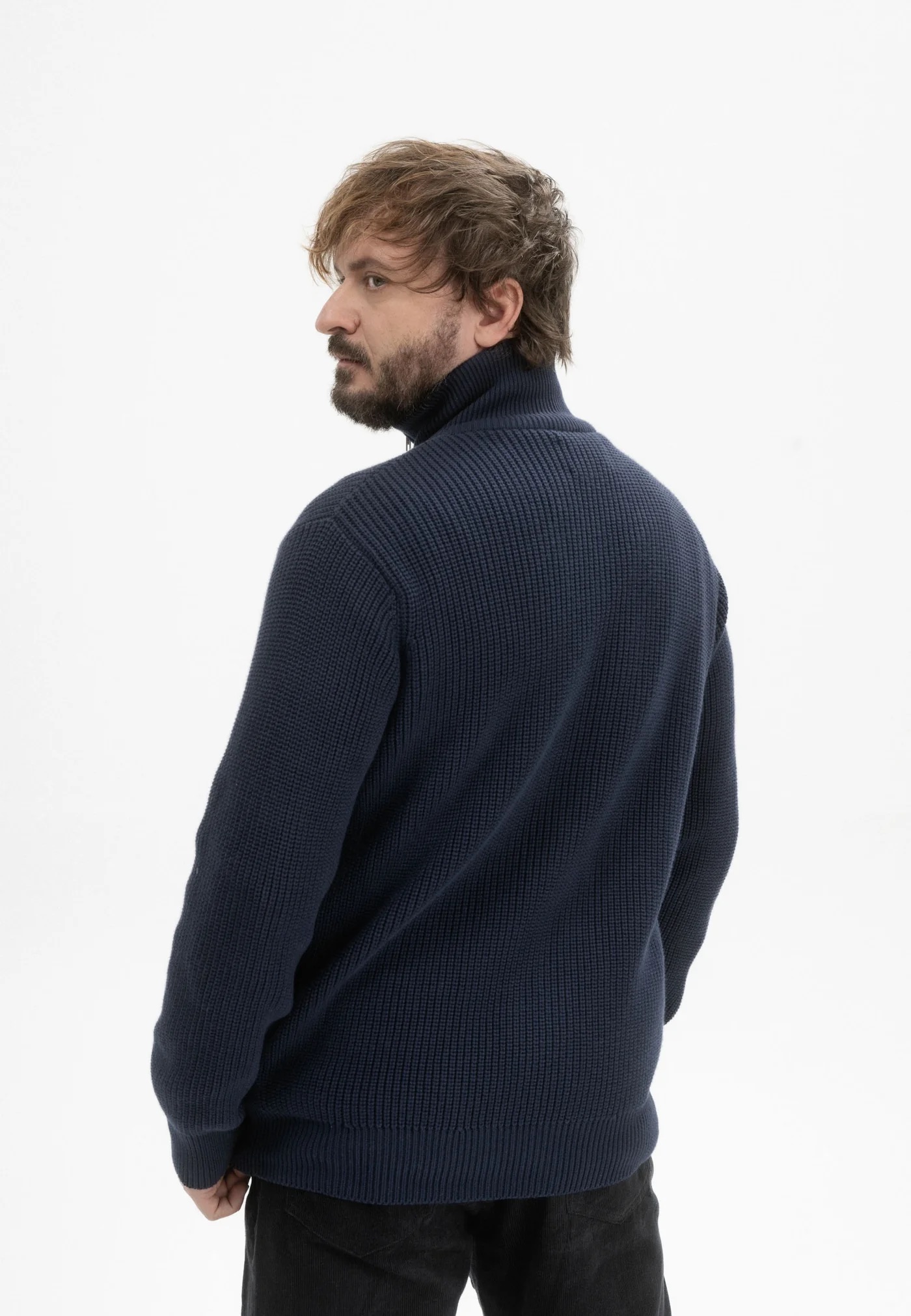 MELA men vegan Knit Jacket Rib Taksh Navy