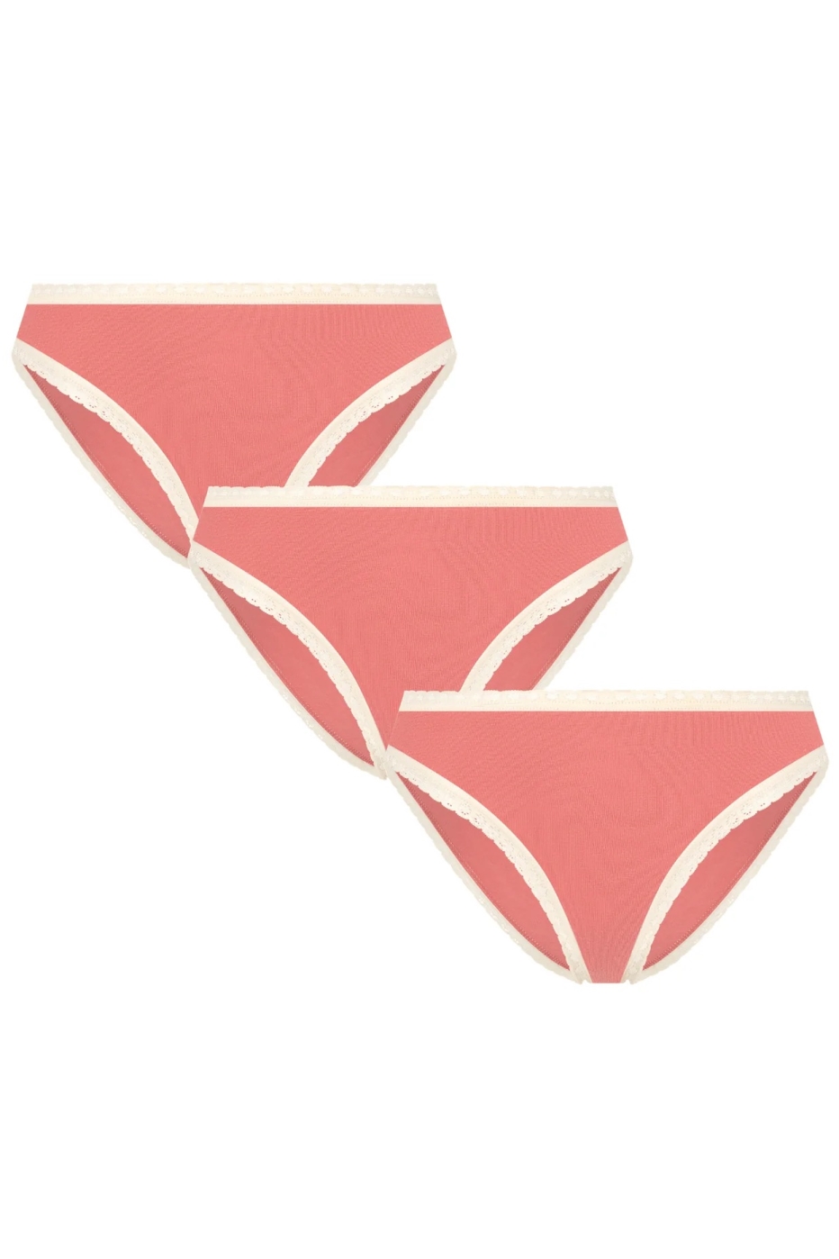 Albero Natur womens vegan Multipack 3x Briefs With Lace Pastel Pink