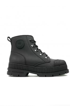 Altercore Damen vegan Stiefel Dent Veganes Nubukleder Schwarz